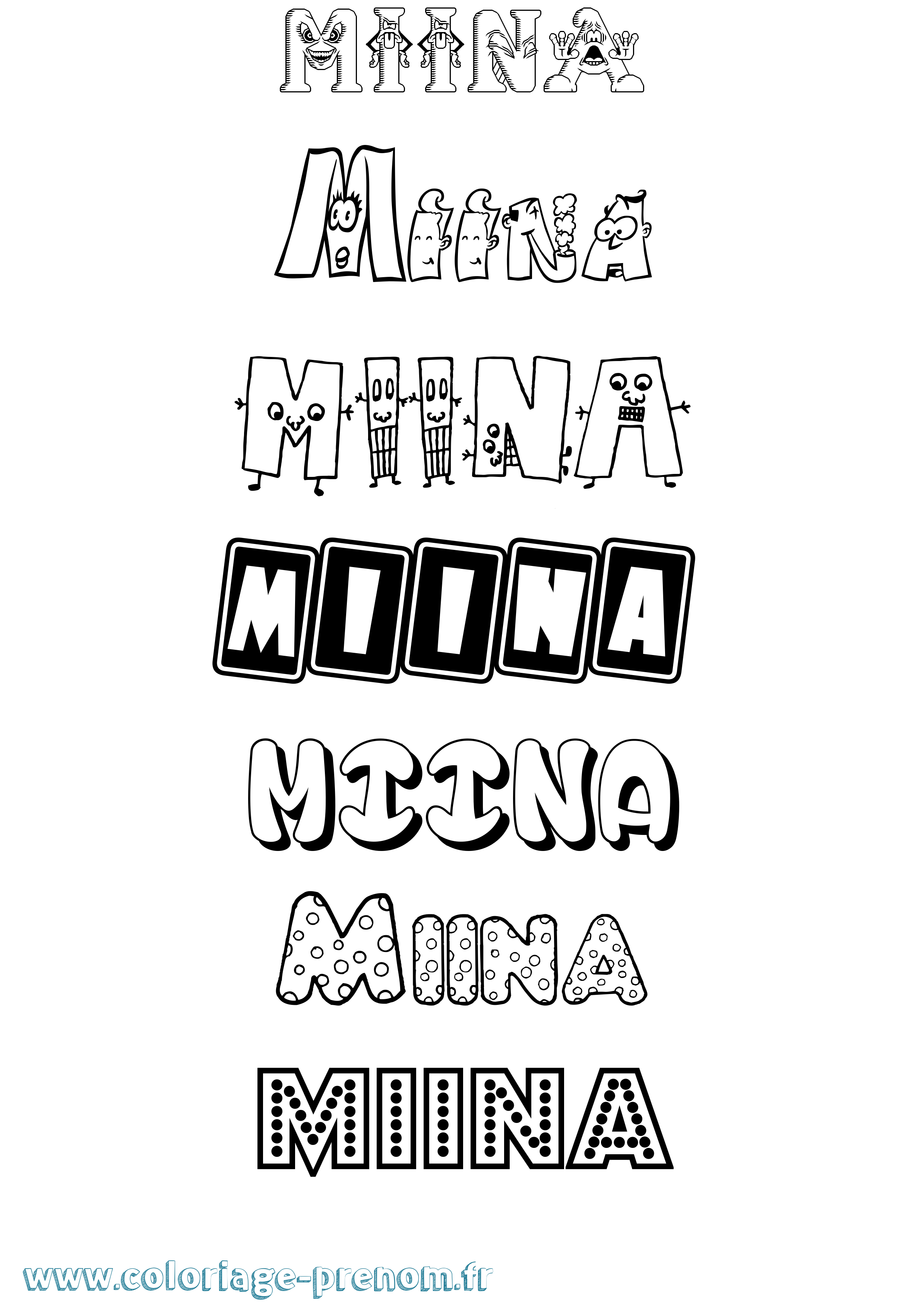 Coloriage Miina Fun Coloriage prénom Miina Fun