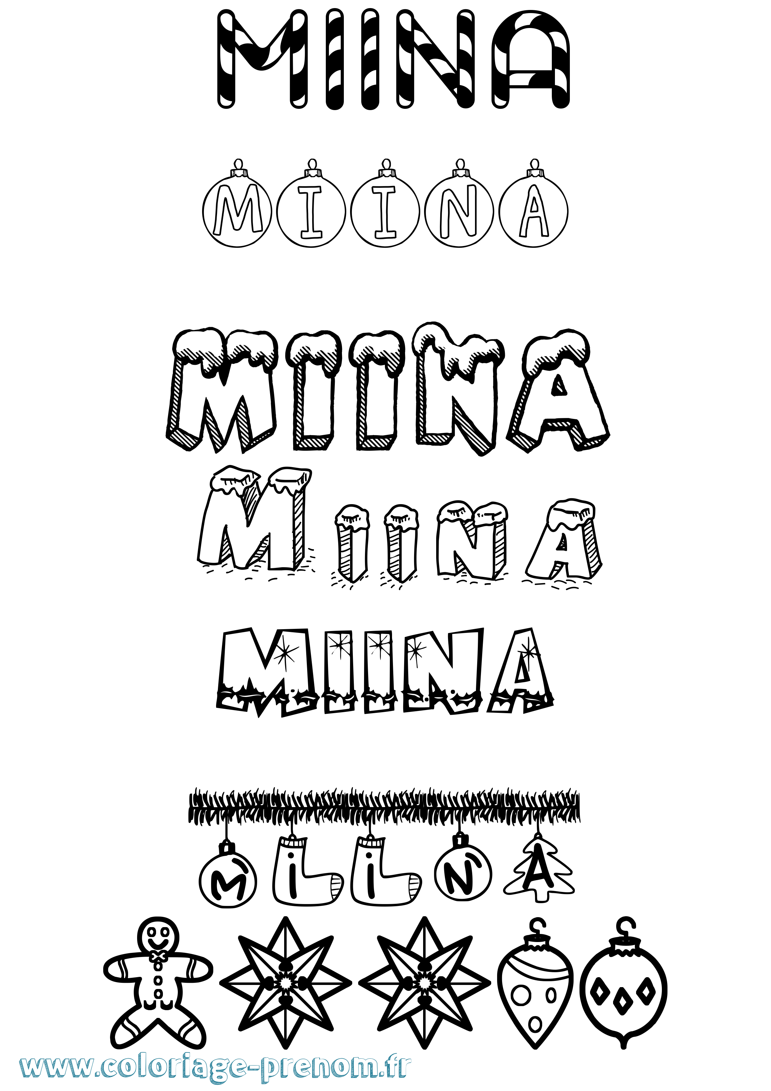 Coloriage Miina Noël Coloriage prénom Miina Noël