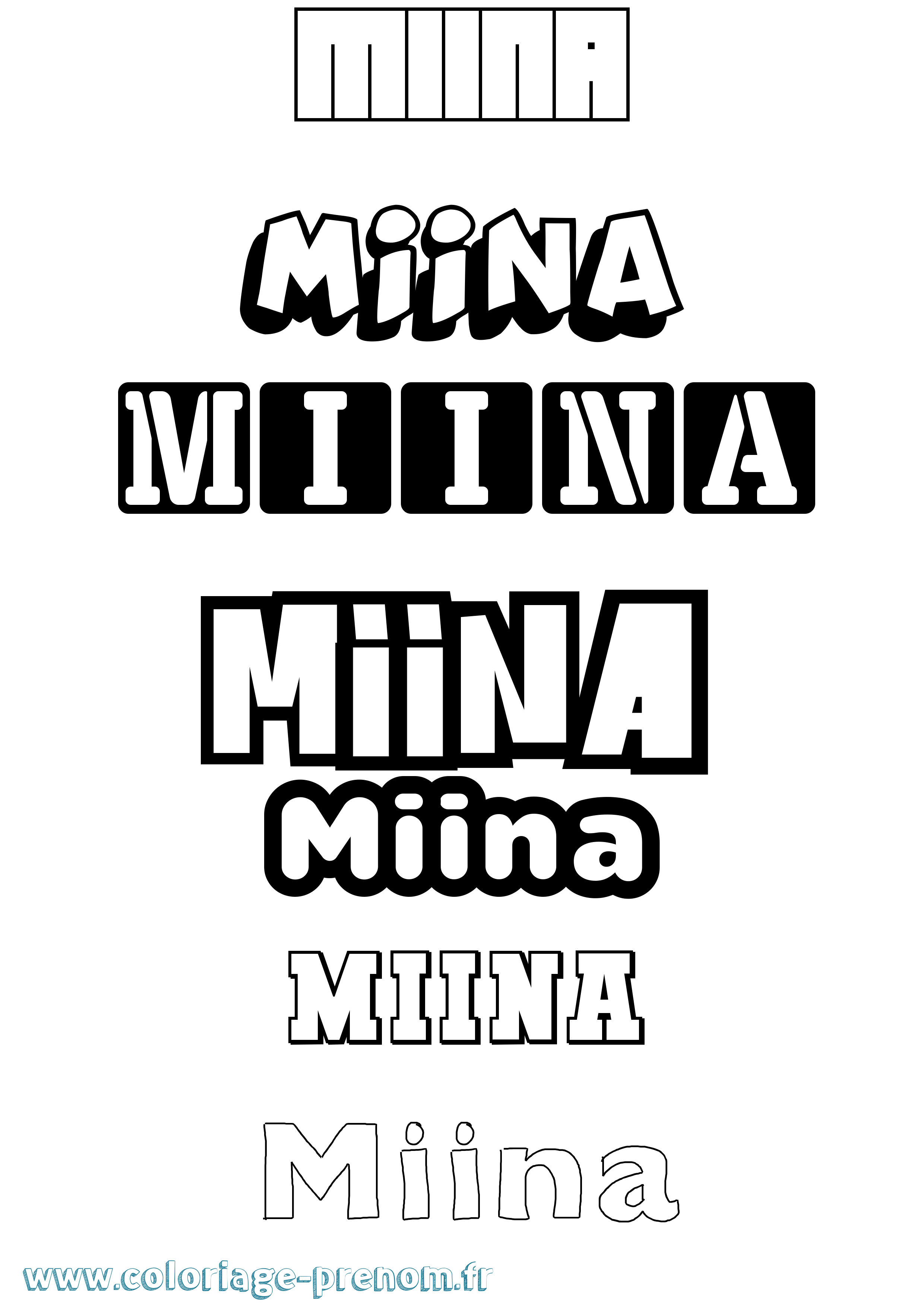 Coloriage Miina Simple Coloriage prénom Miina Simple