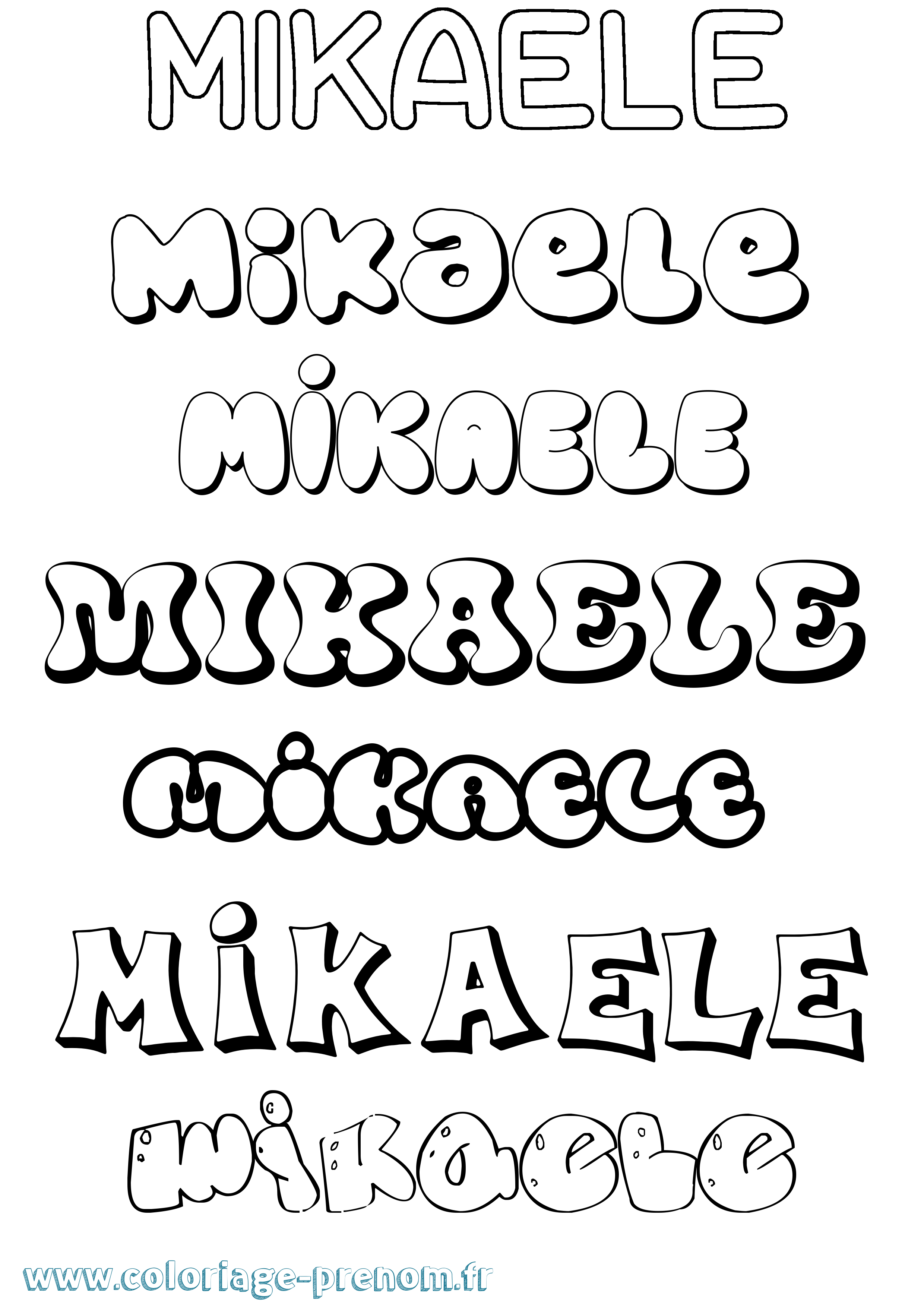 Coloriage Mikaele Bubble Coloriage prénom Mikaele Bubble