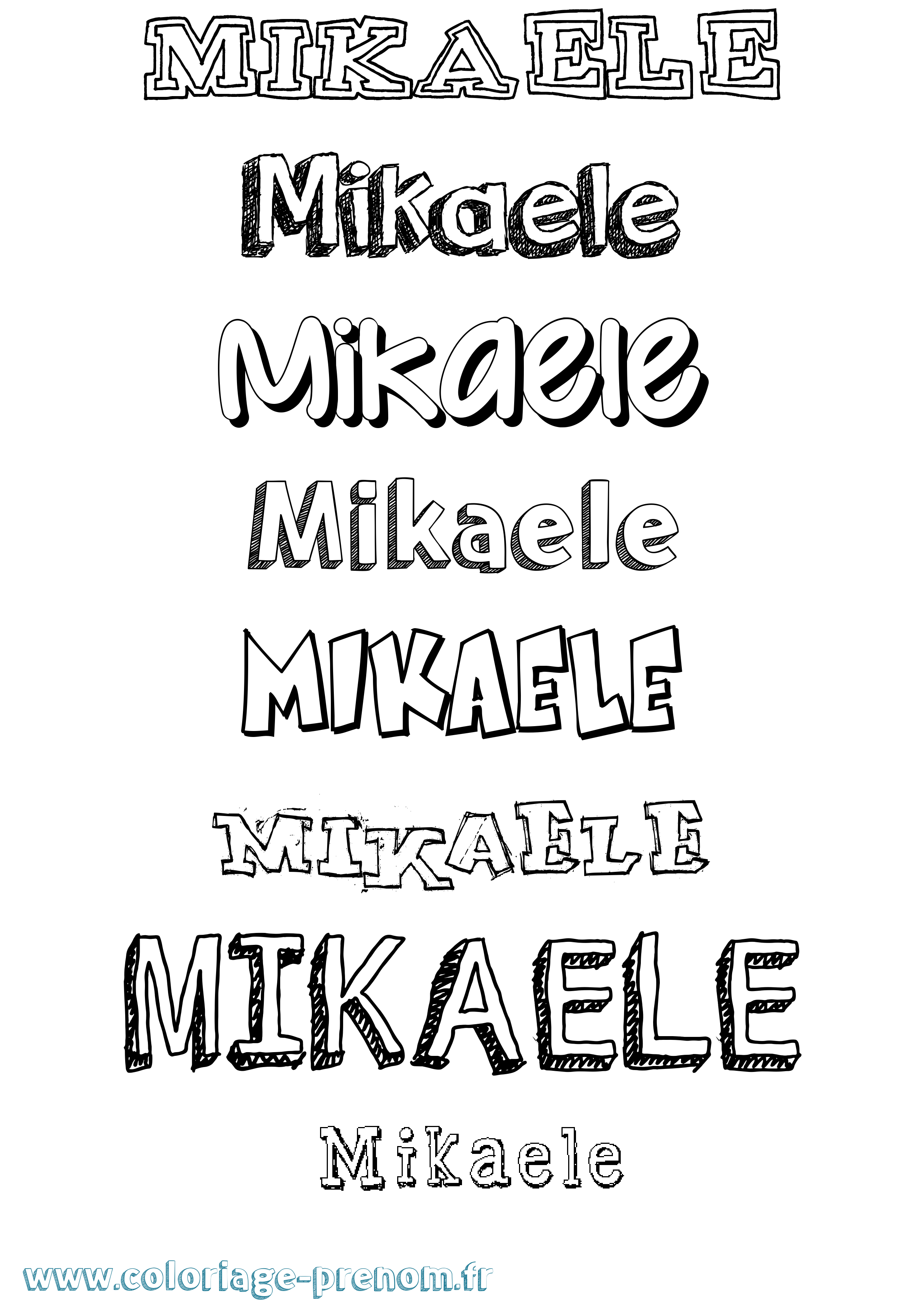 Coloriage Mikaele Dessiné Coloriage prénom Mikaele Dessiné