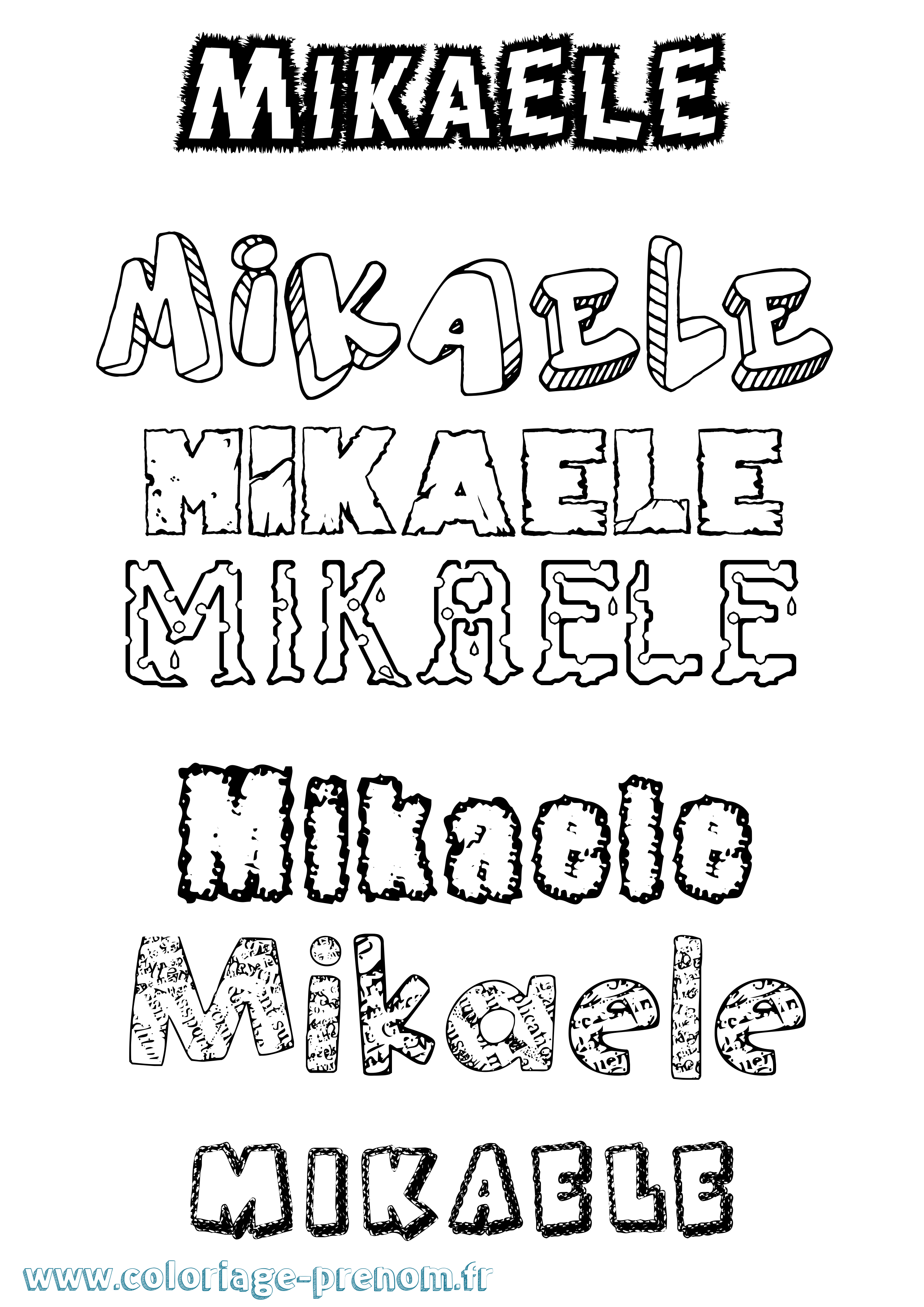 Coloriage Mikaele Destructuré Coloriage prénom Mikaele Destructuré