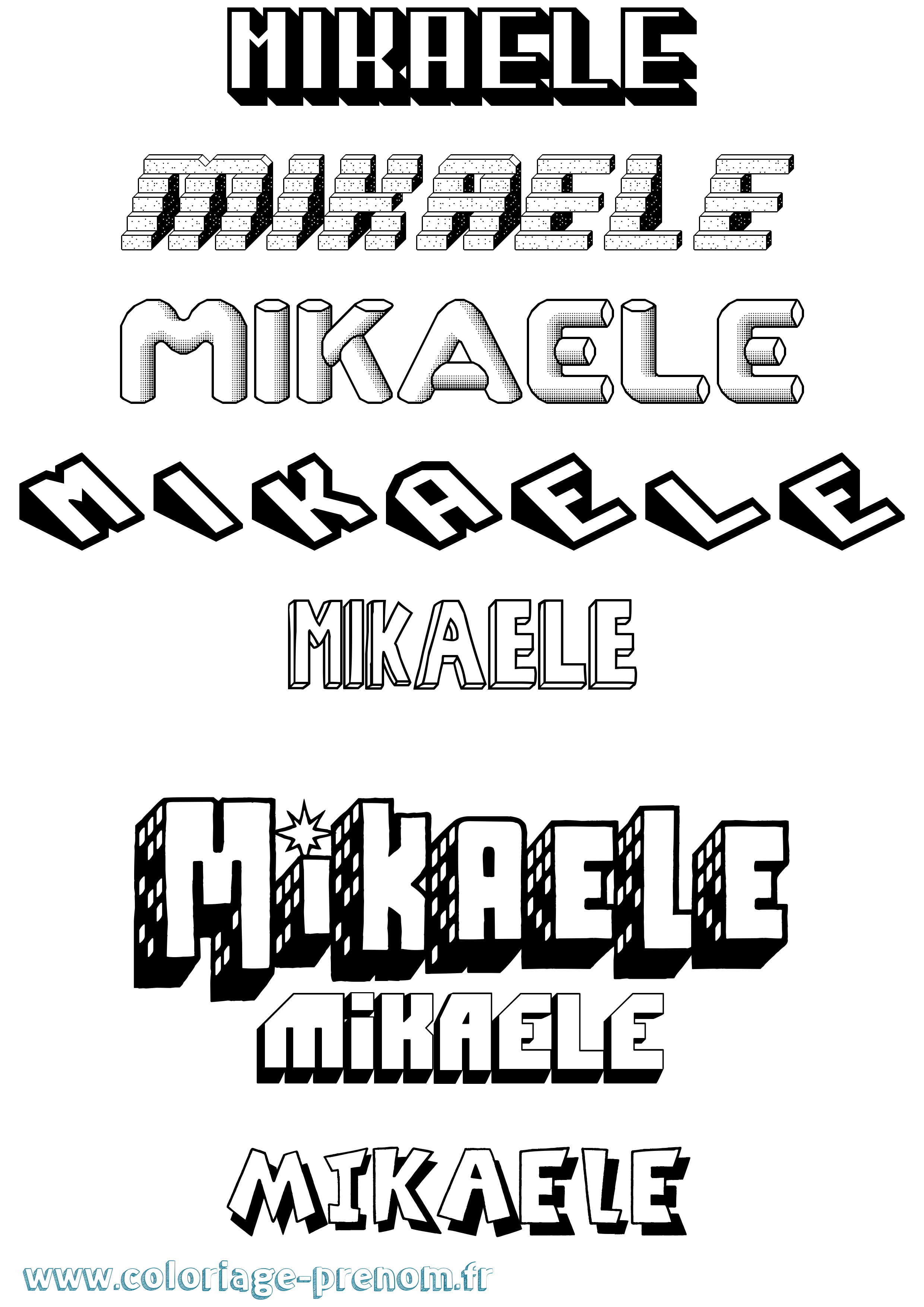 Coloriage Mikaele Effet 3D Coloriage prénom Mikaele Effet 3D