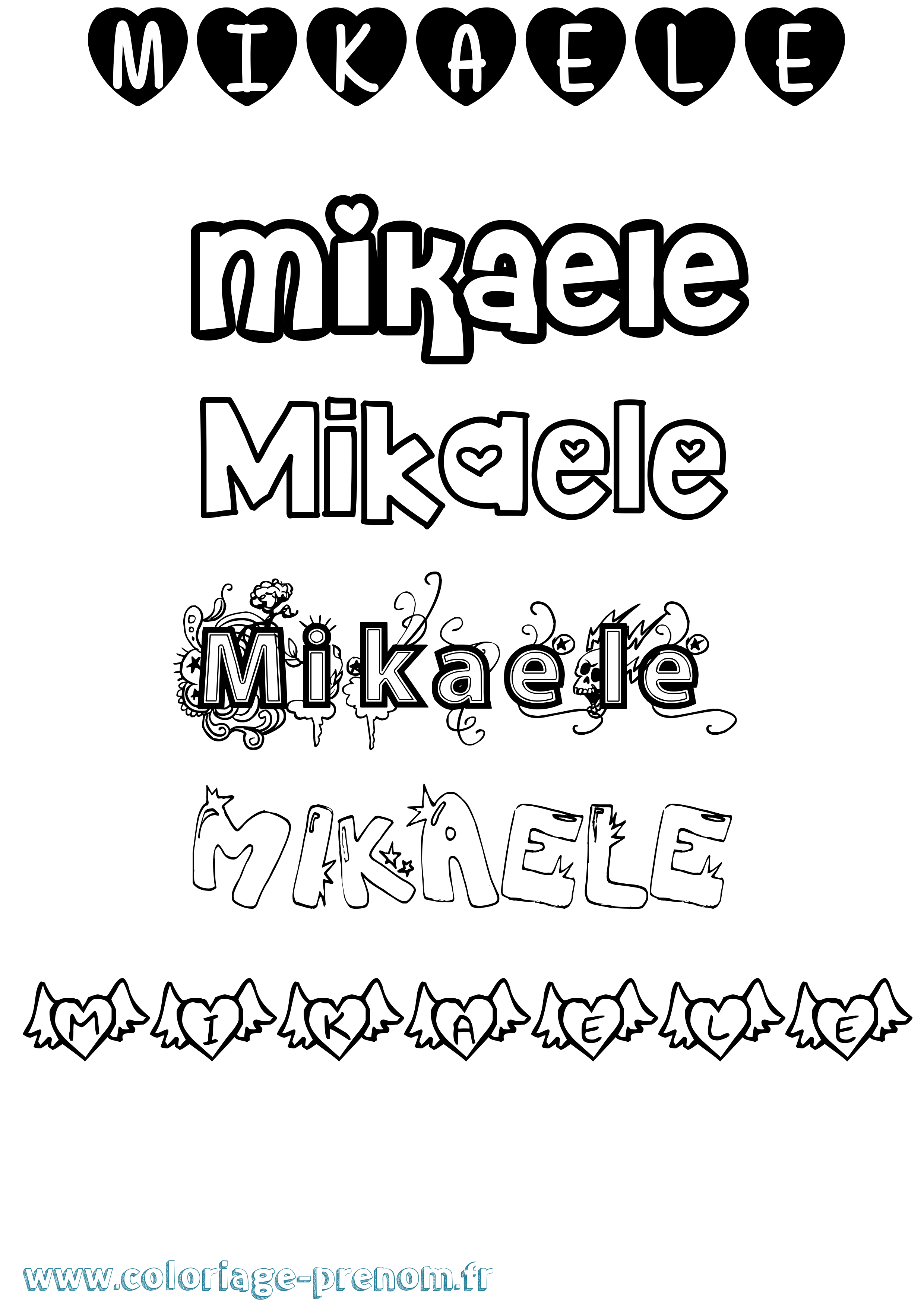 Coloriage Mikaele Girly Coloriage prénom Mikaele Girly