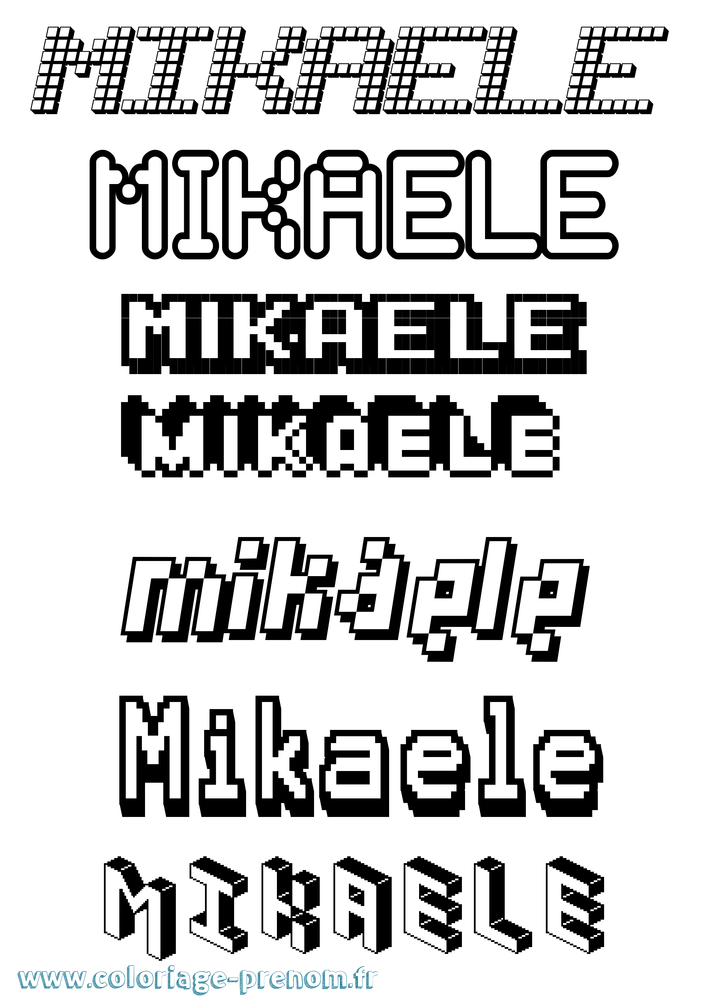 Coloriage Mikaele Pixel Coloriage prénom Mikaele Pixel