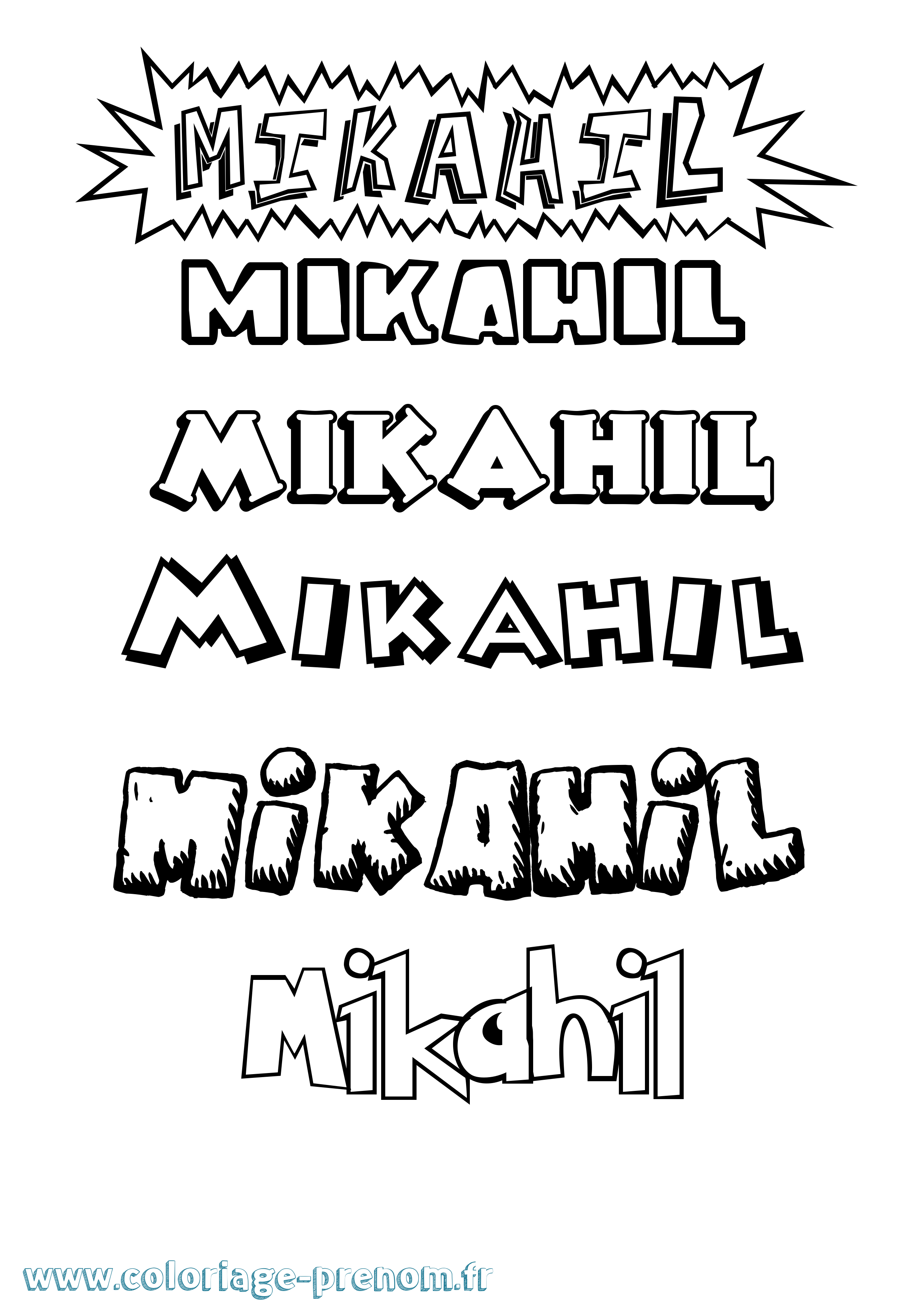 Coloriage Mikahil Dessin Animé Coloriage prénom Mikahil Dessin Animé
