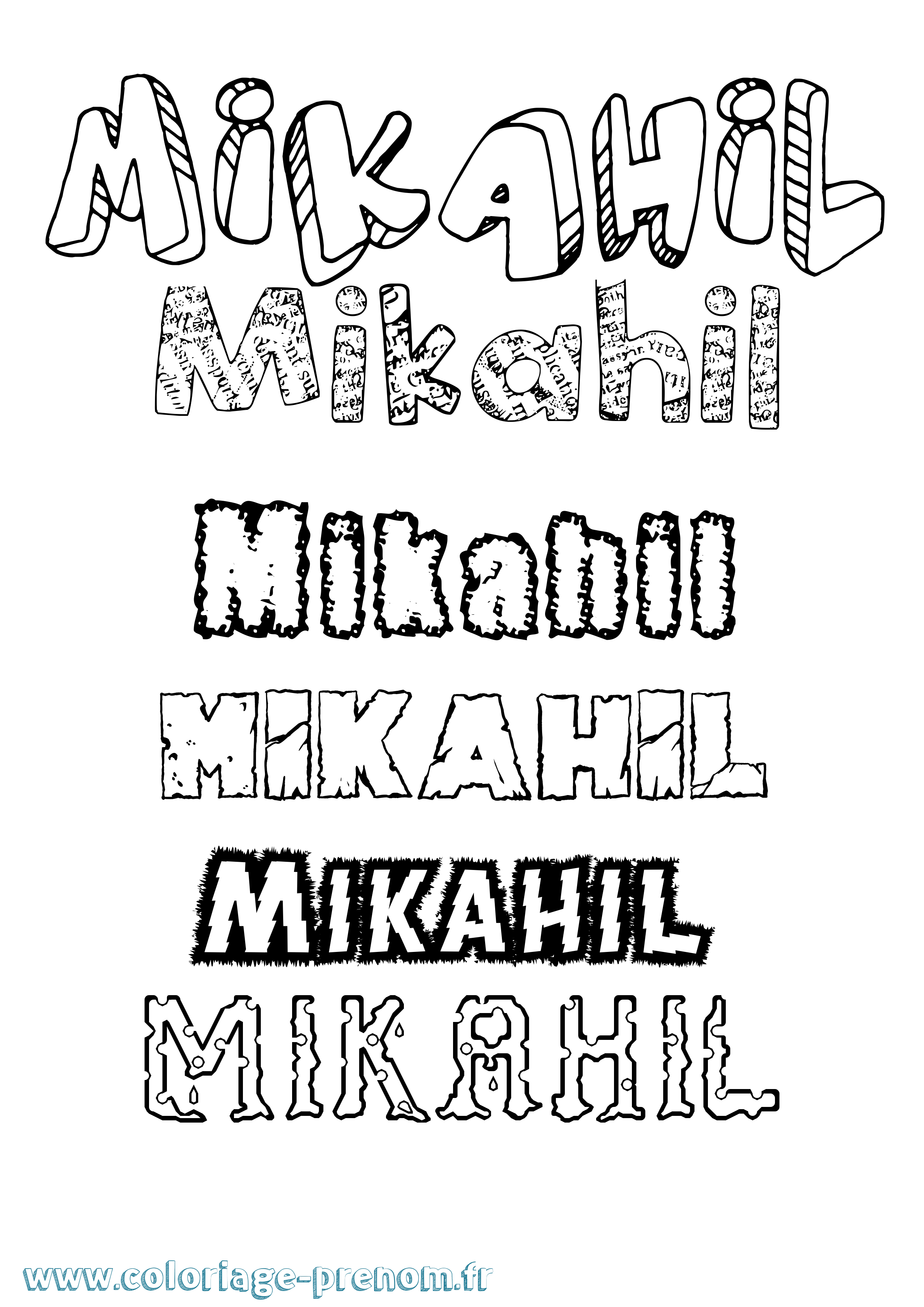 Coloriage Mikahil Destructuré Coloriage prénom Mikahil Destructuré