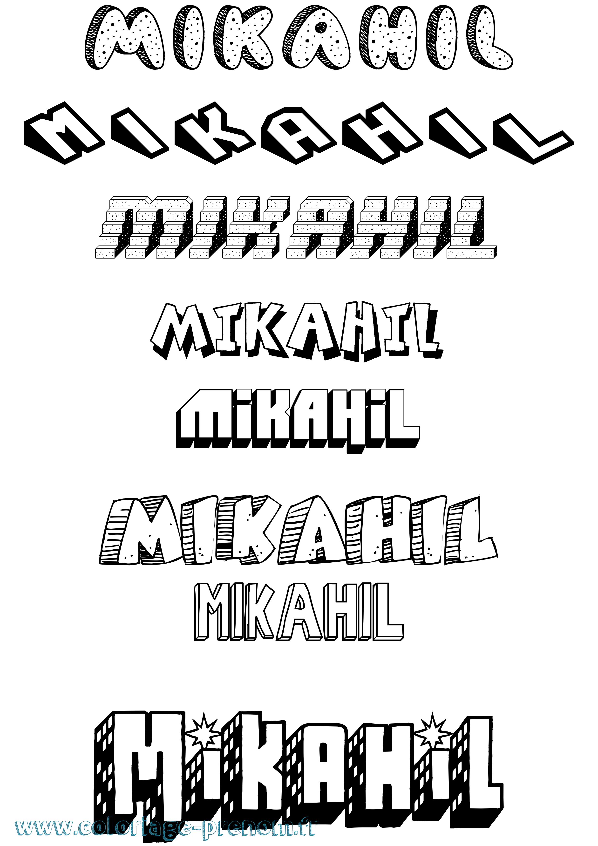 Coloriage Mikahil Effet 3D Coloriage prénom Mikahil Effet 3D