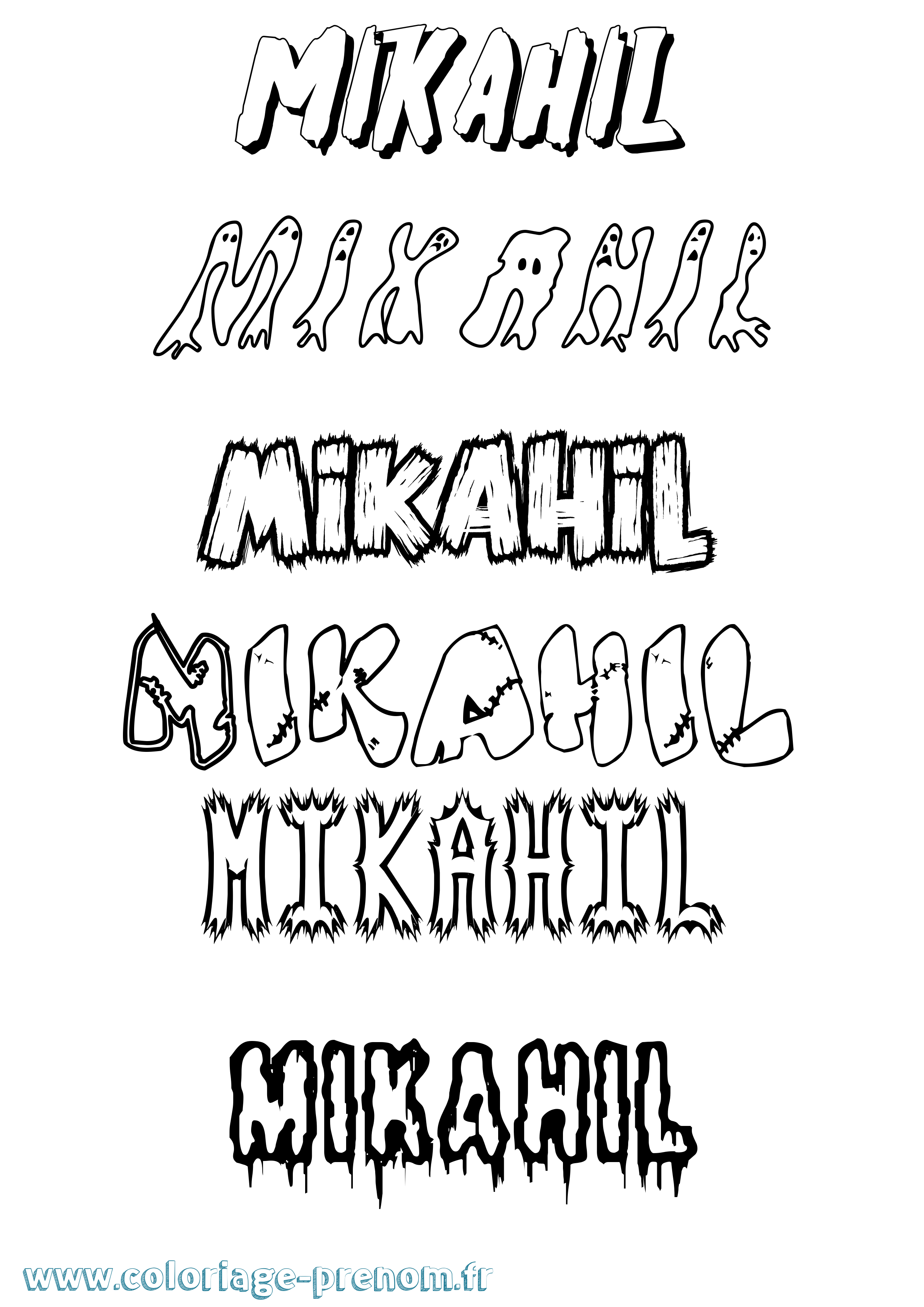Coloriage Mikahil Frisson Coloriage prénom Mikahil Frisson