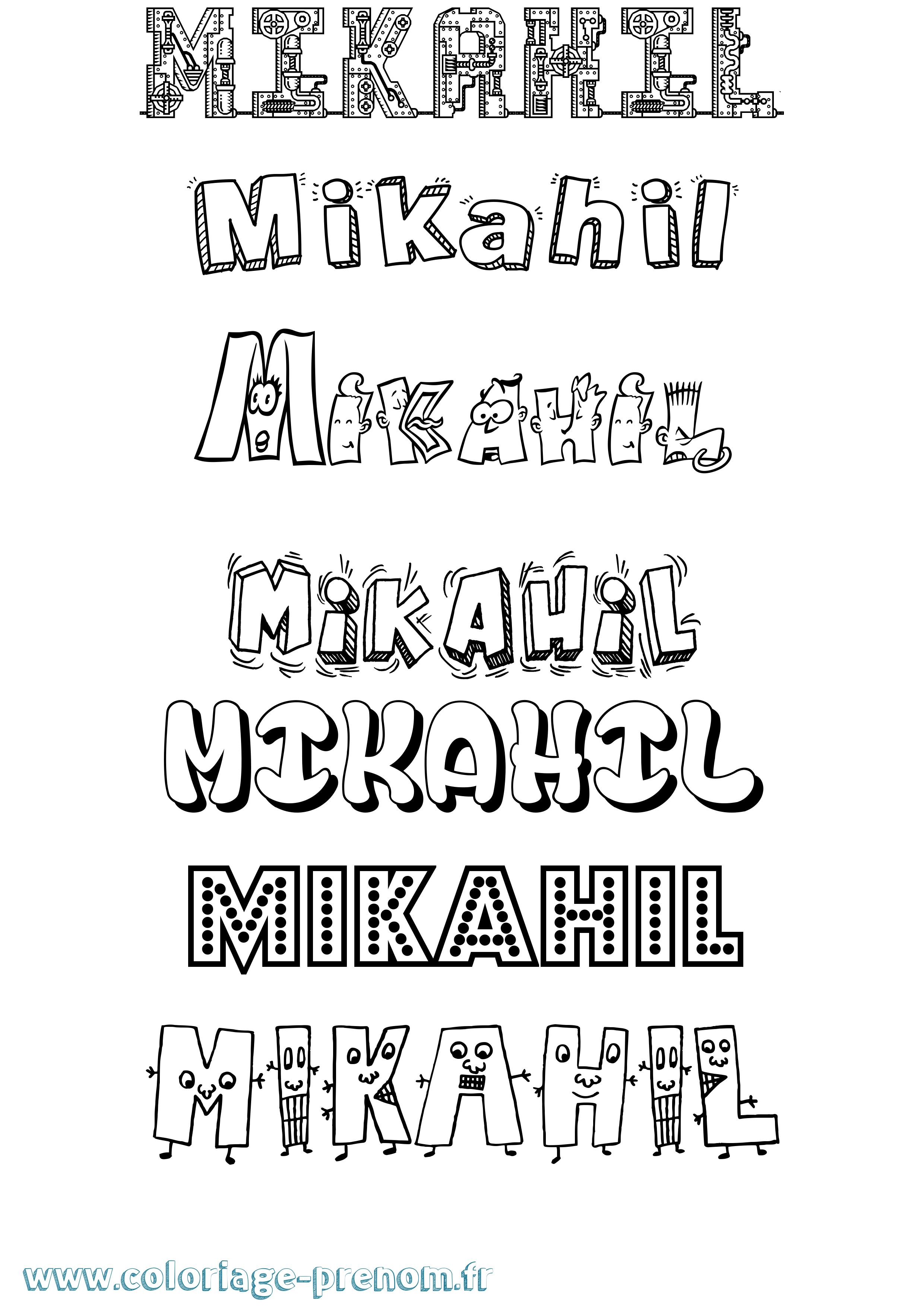 Coloriage Mikahil Fun Coloriage prénom Mikahil Fun