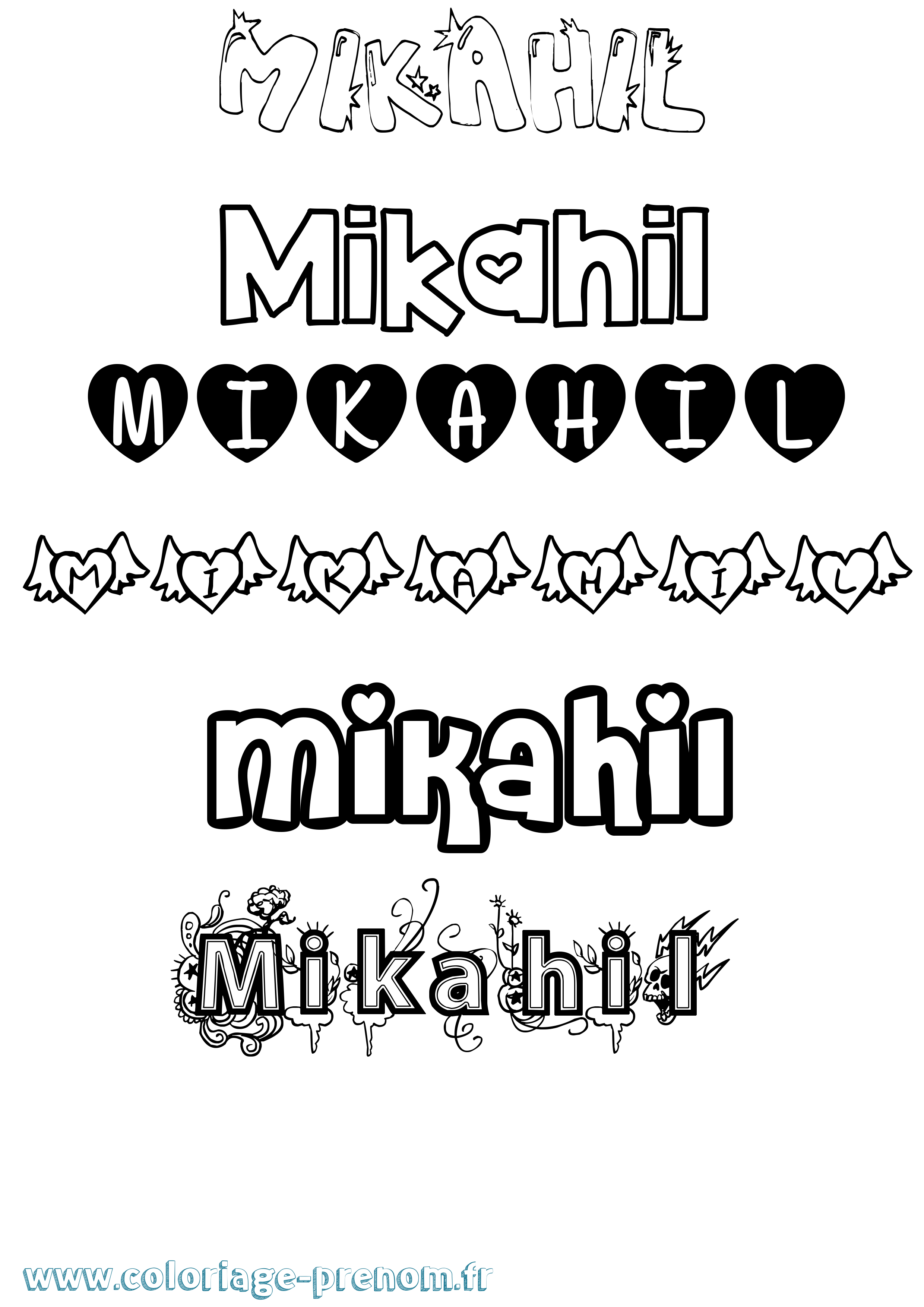 Coloriage Mikahil Girly Coloriage prénom Mikahil Girly
