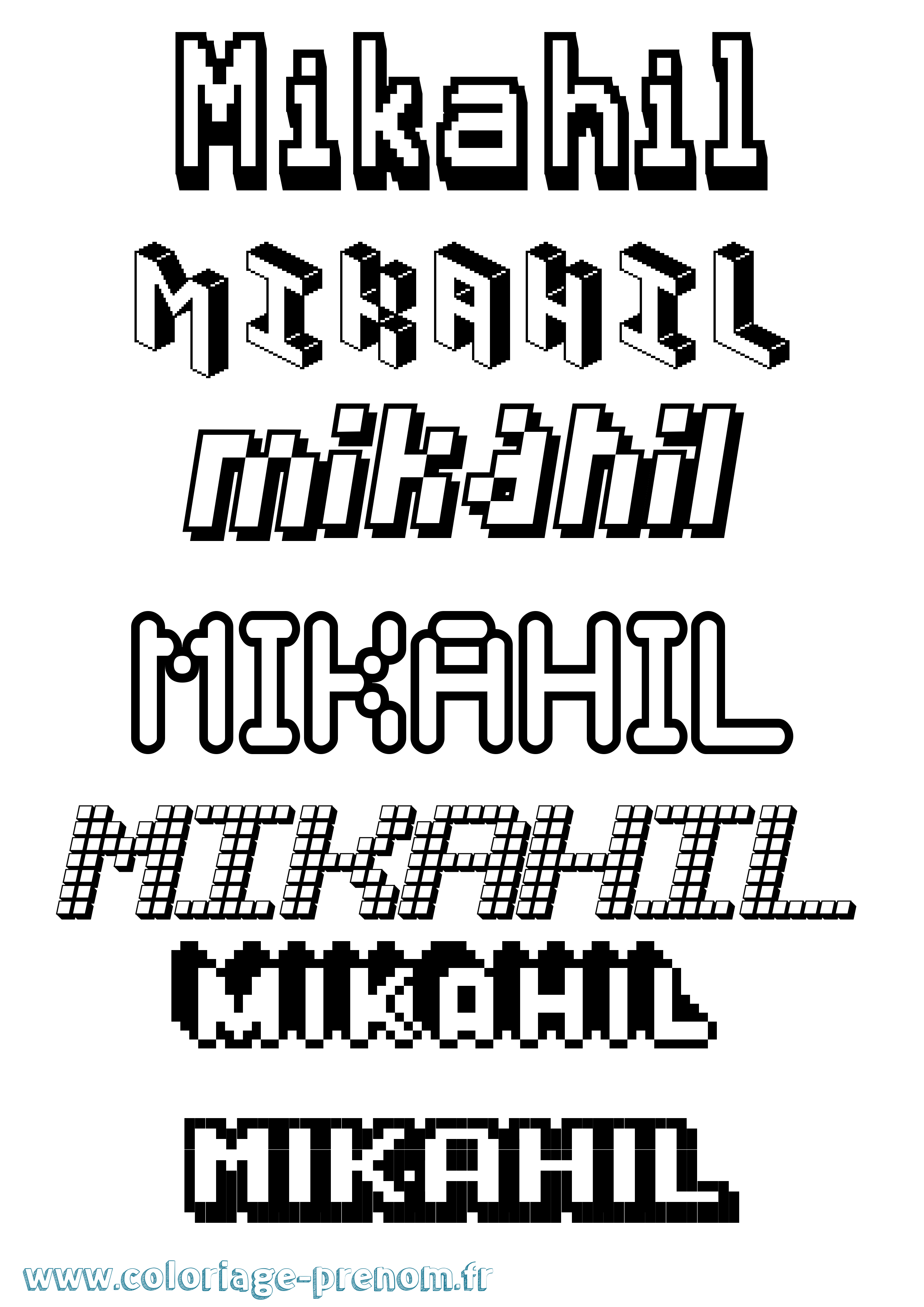 Coloriage Mikahil Pixel Coloriage prénom Mikahil Pixel
