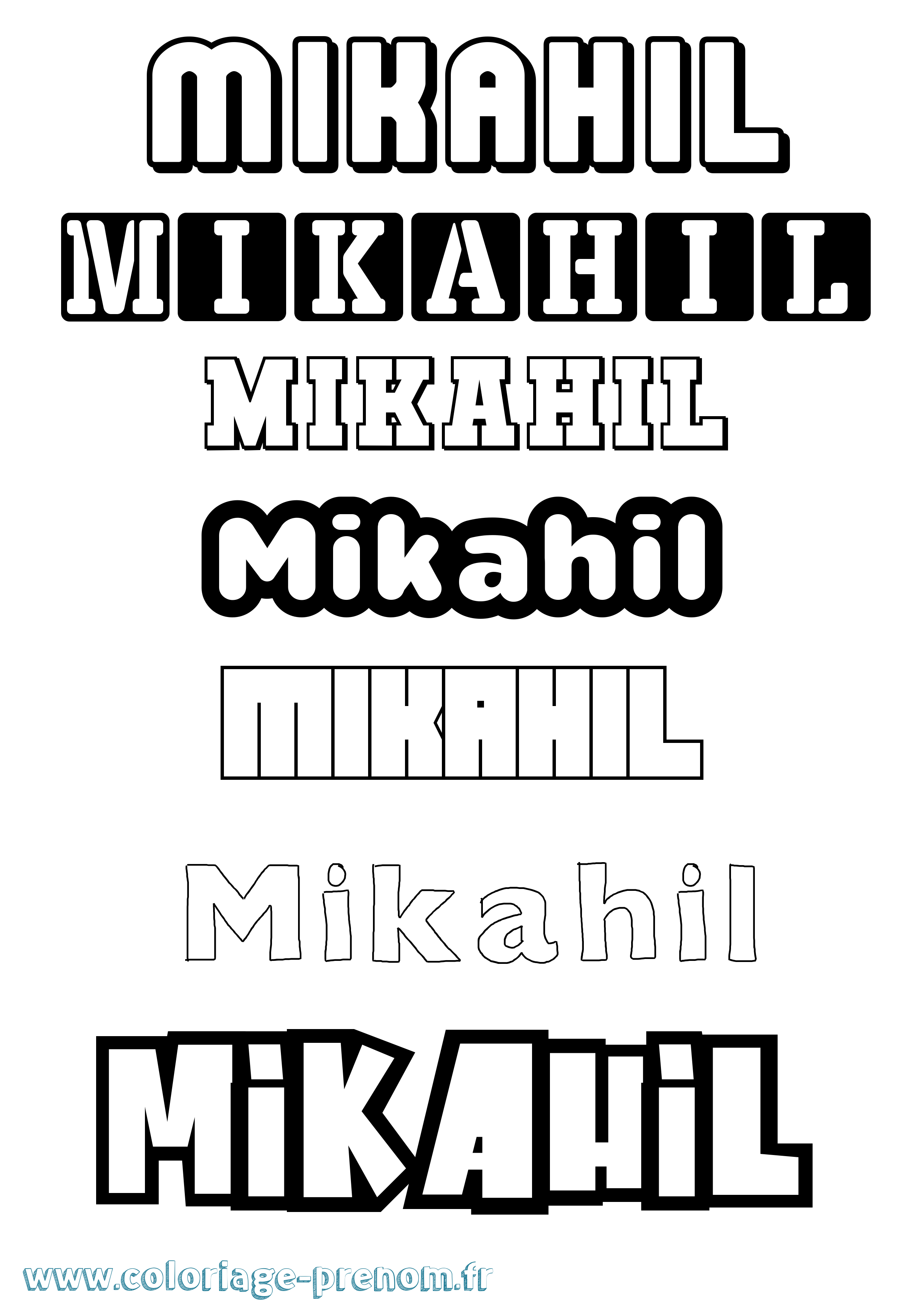 Coloriage Mikahil Simple Coloriage prénom Mikahil Simple