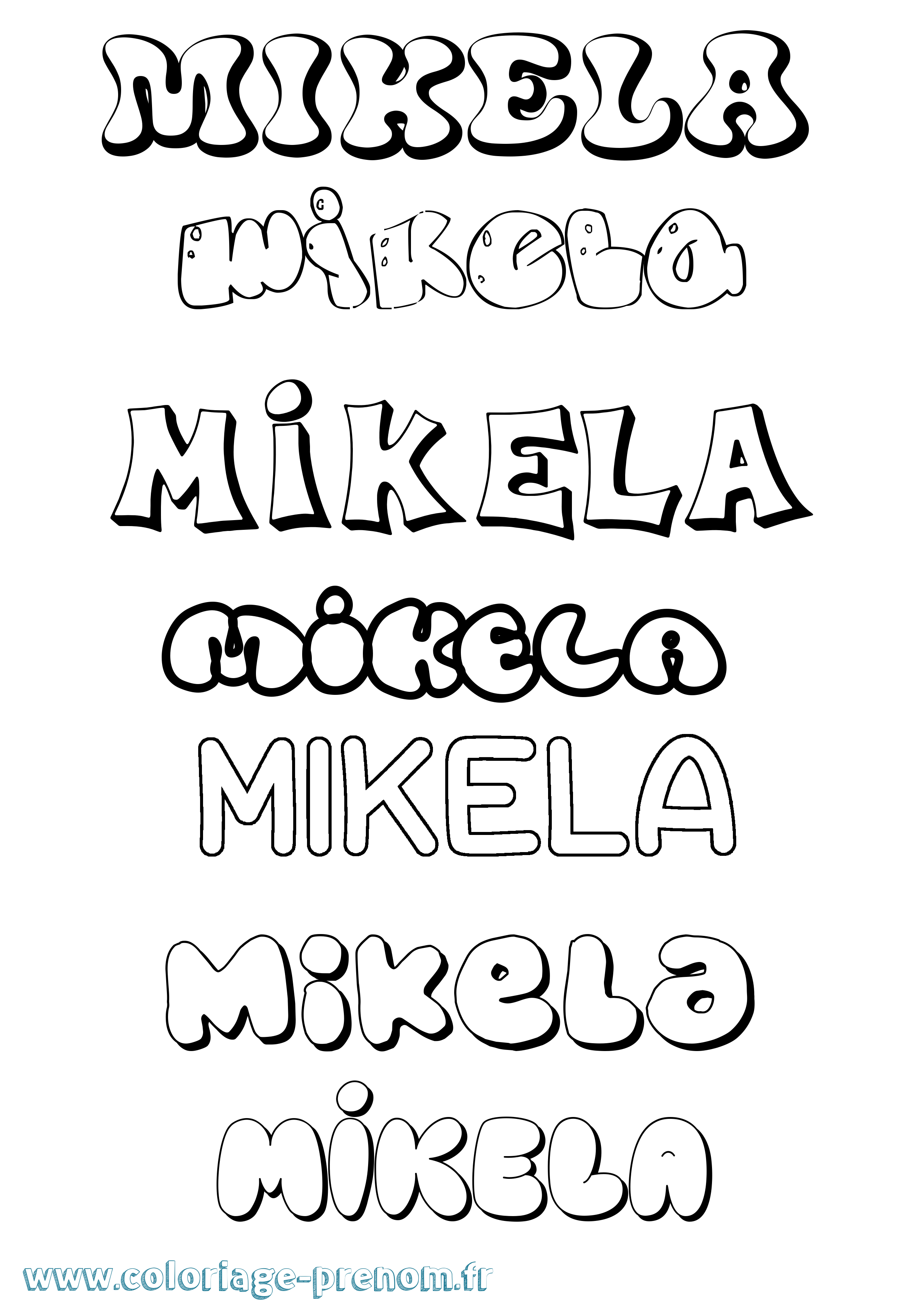 Coloriage Mikela Bubble Coloriage prénom Mikela Bubble