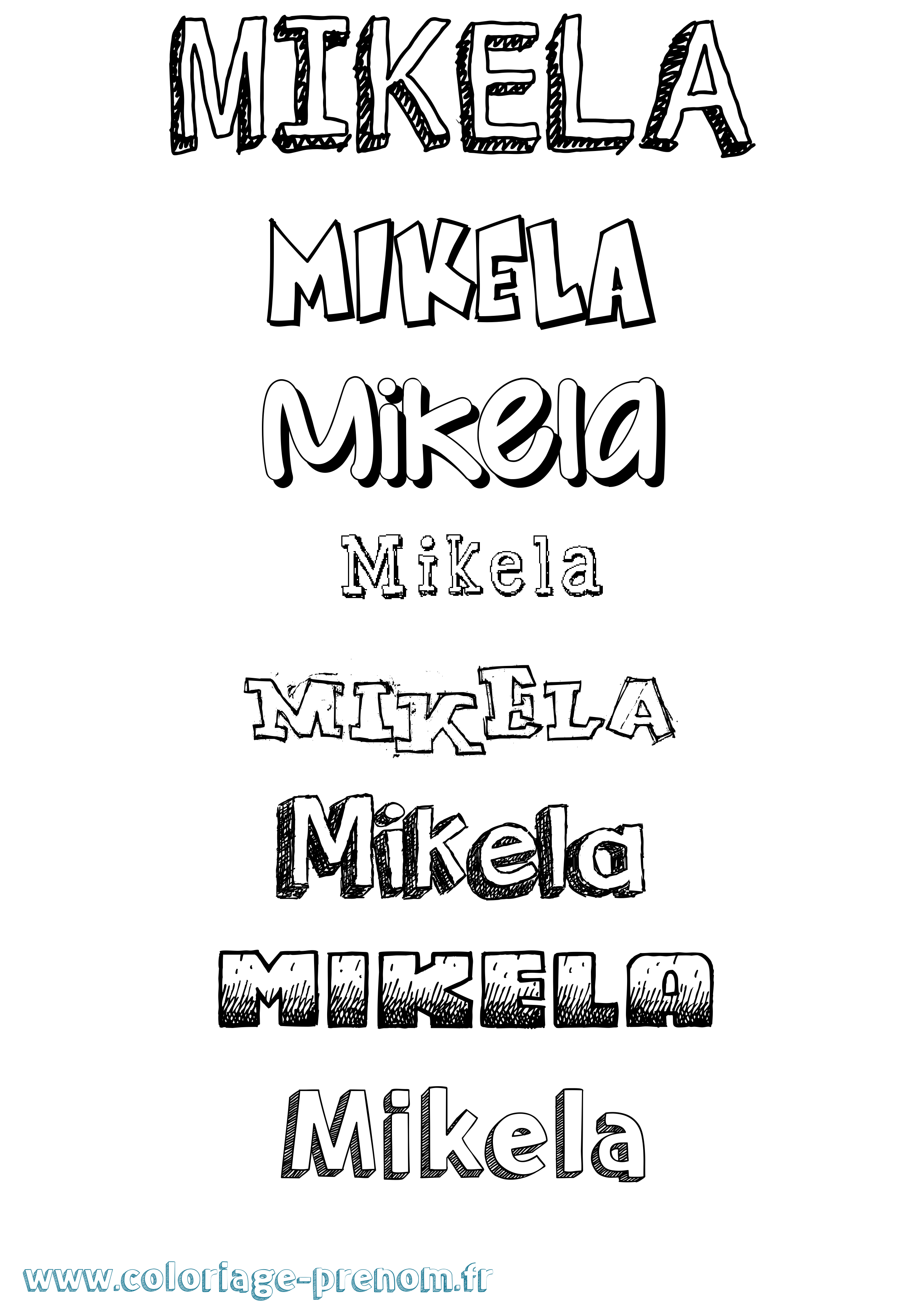 Coloriage Mikela Dessiné Coloriage prénom Mikela Dessiné