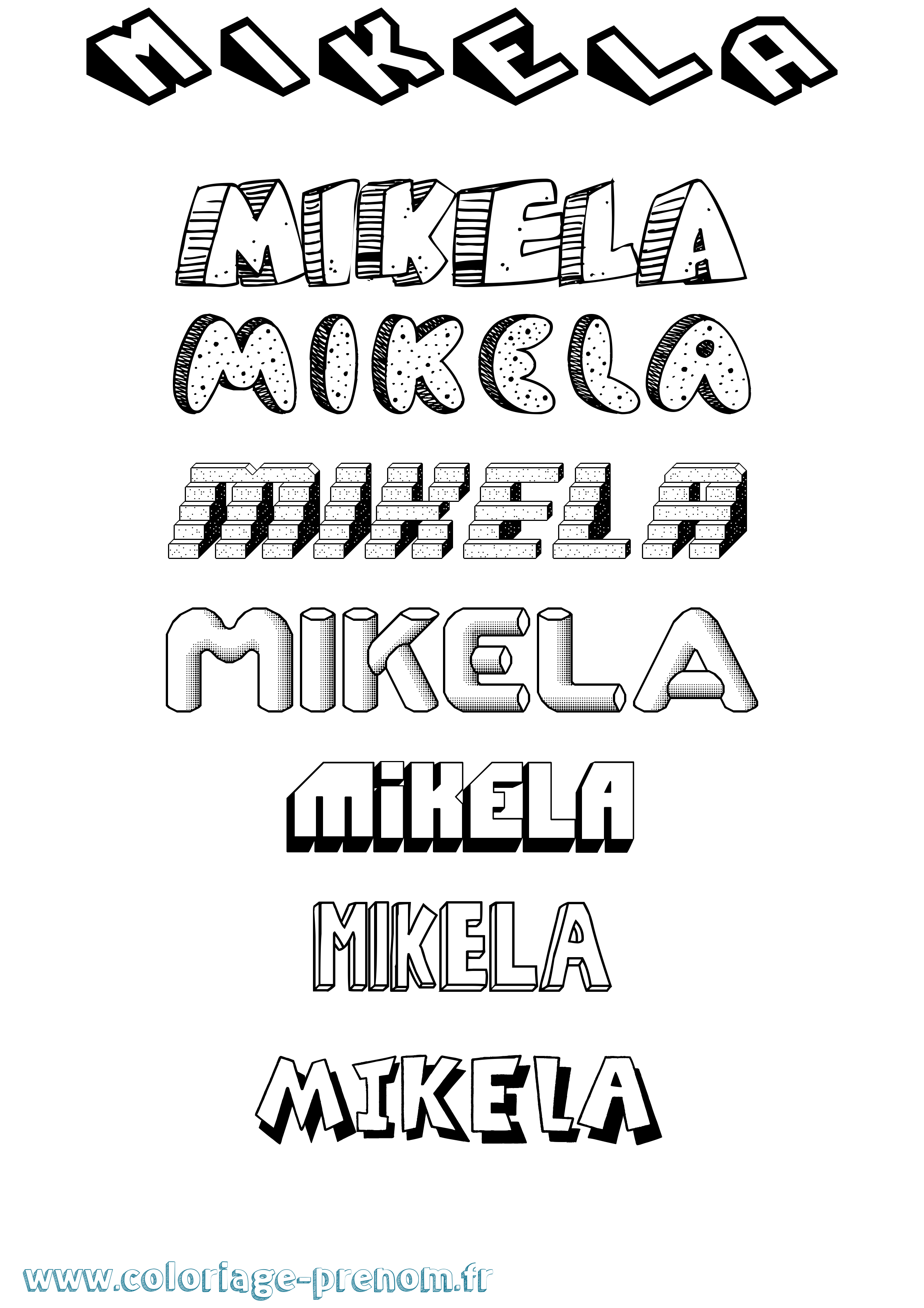 Coloriage Mikela Effet 3D Coloriage prénom Mikela Effet 3D