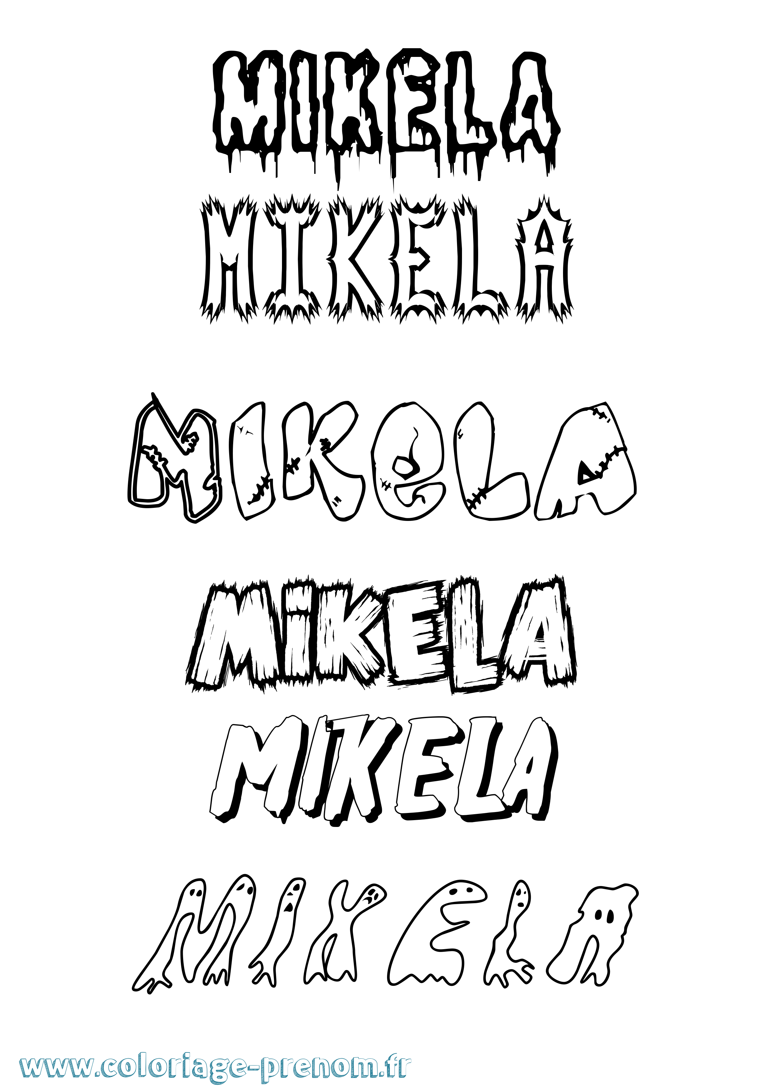 Coloriage Mikela Frisson Coloriage prénom Mikela Frisson