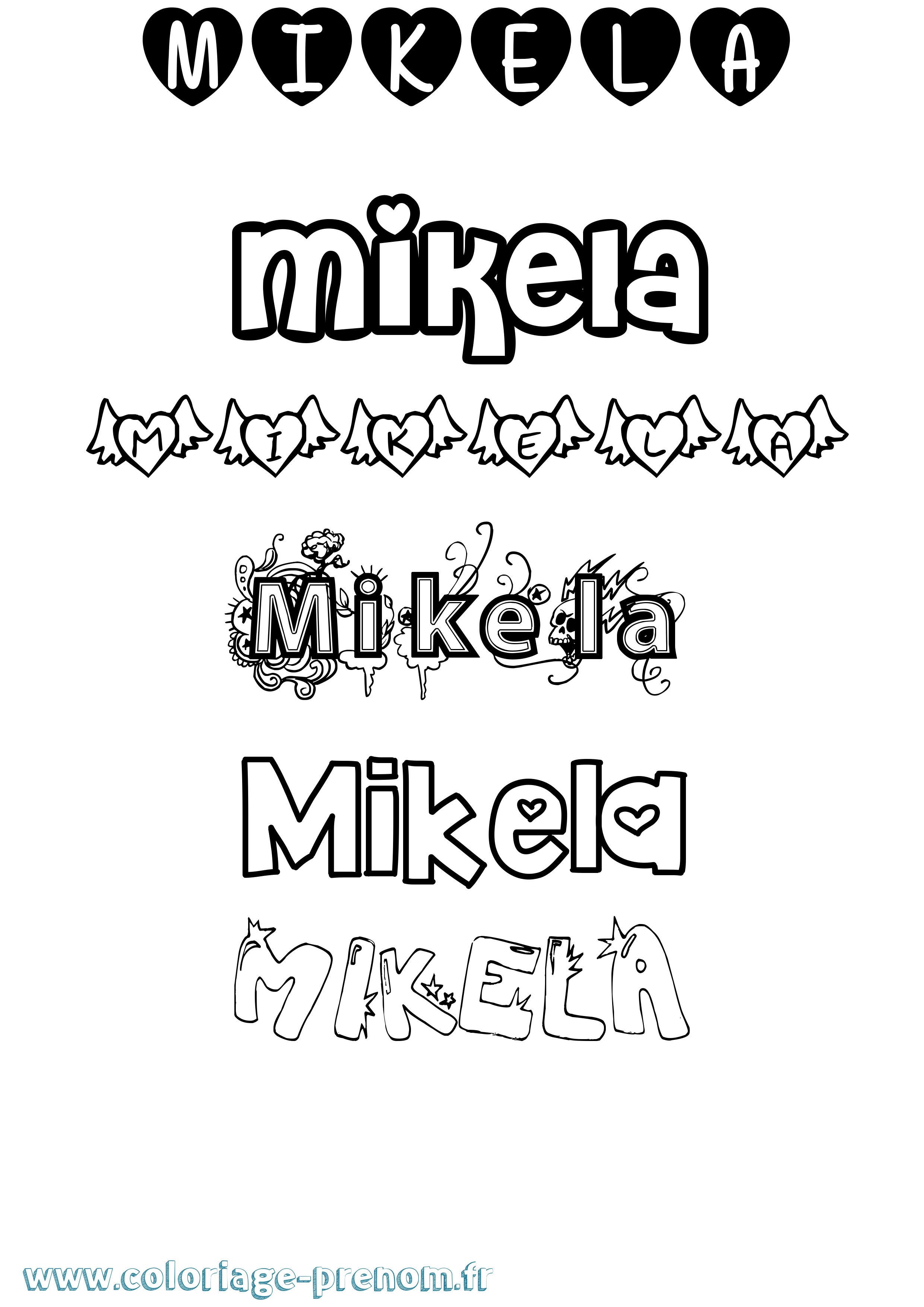 Coloriage Mikela Girly Coloriage prénom Mikela Girly