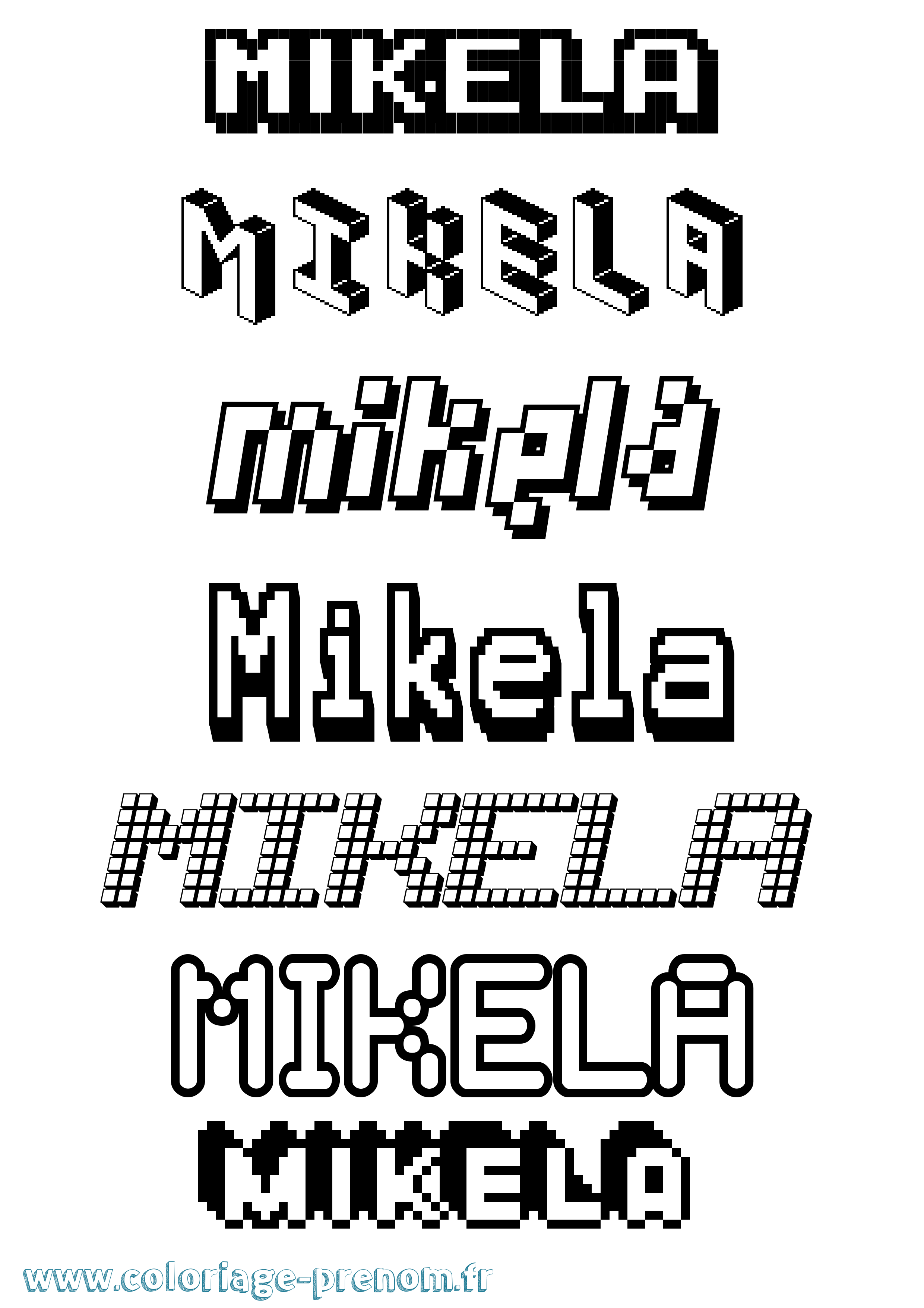 Coloriage Mikela Pixel Coloriage prénom Mikela Pixel