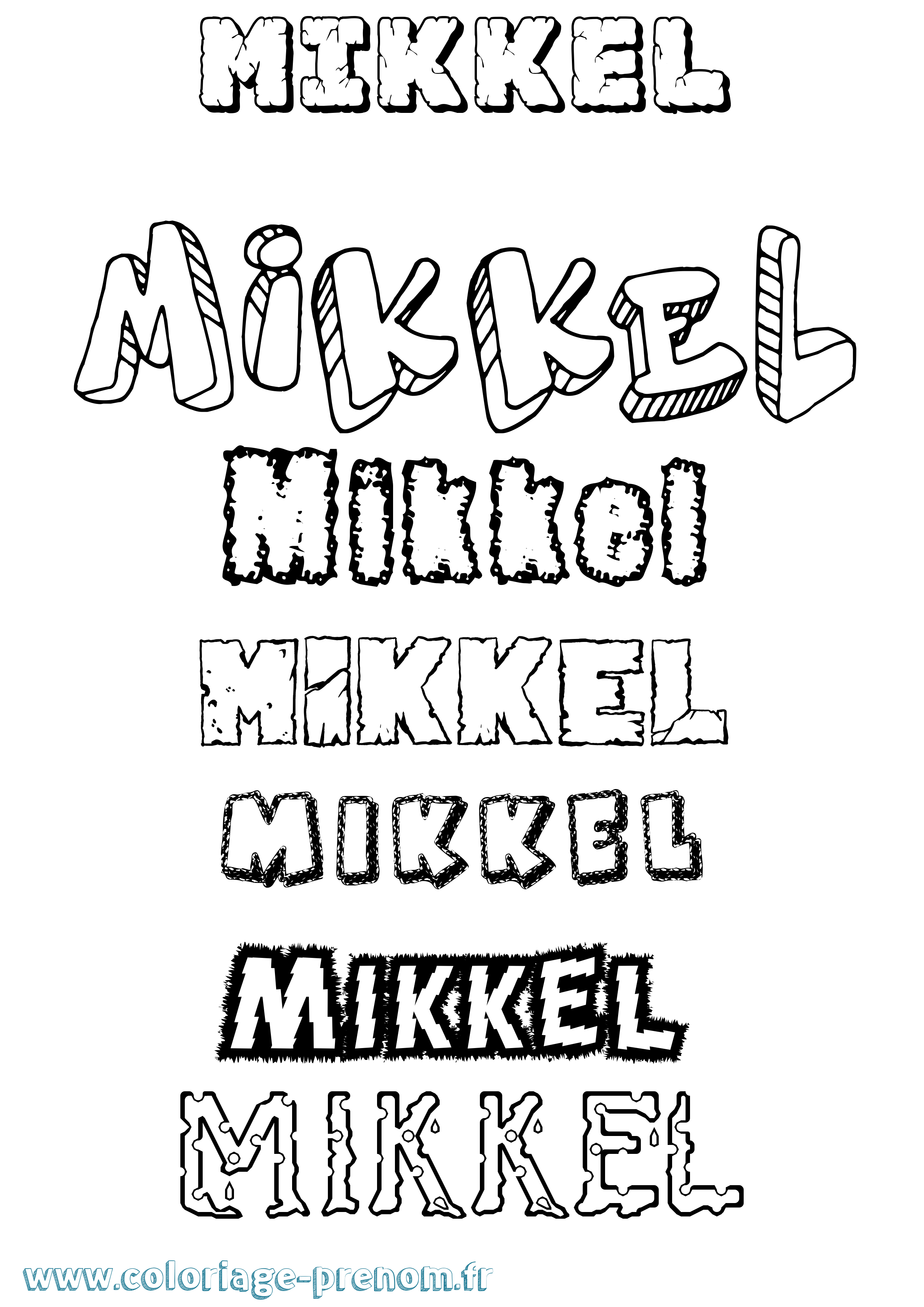 Coloriage Mikkel Destructuré Coloriage prénom Mikkel Destructuré