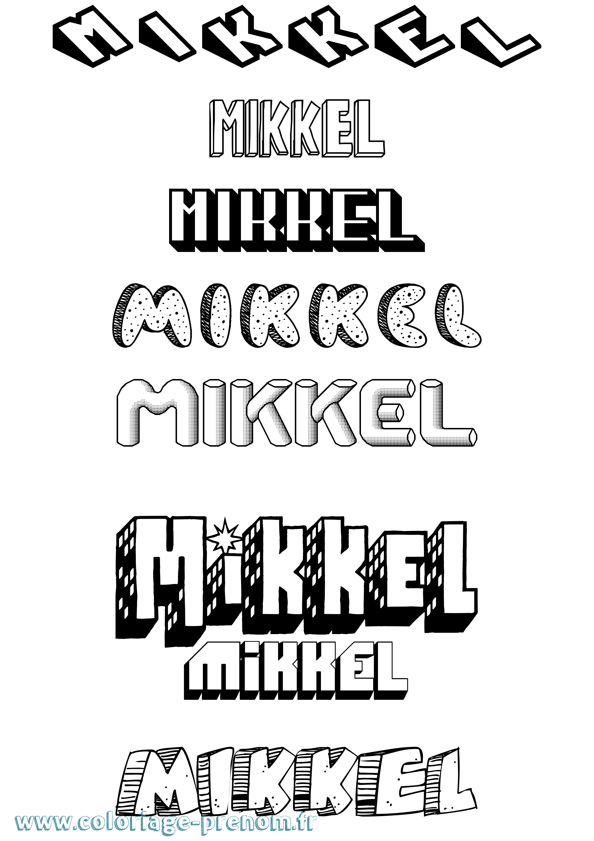 Coloriage Mikkel Effet 3D Coloriage prénom Mikkel Effet 3D
