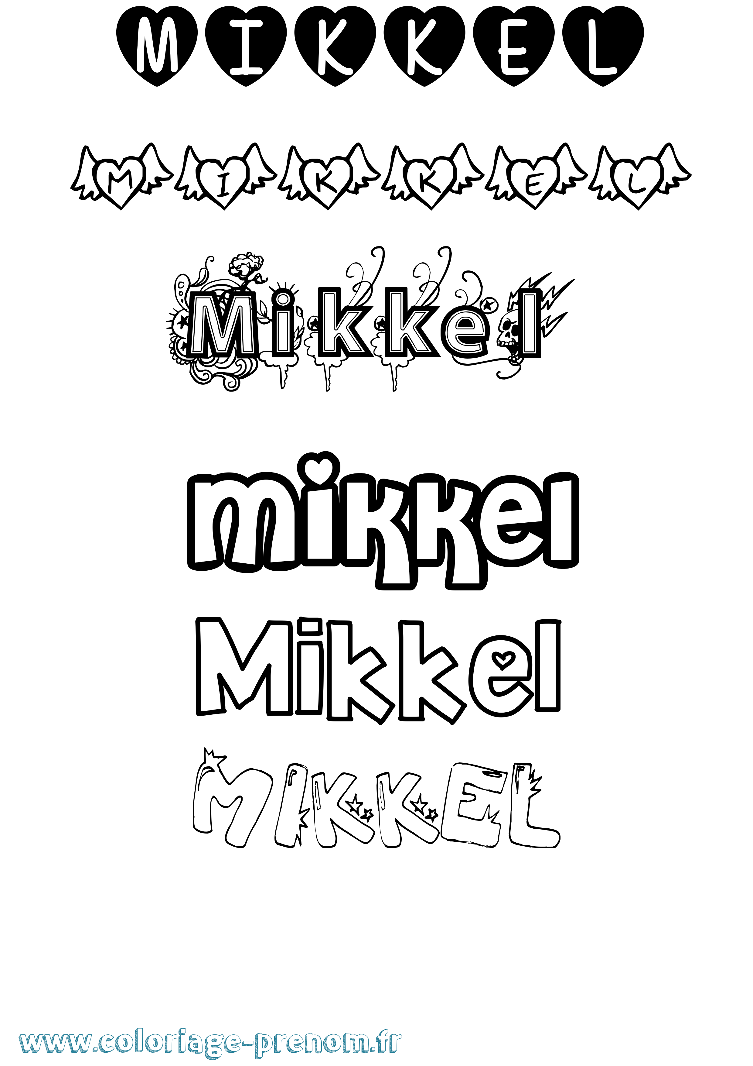Coloriage Mikkel Girly Coloriage prénom Mikkel Girly