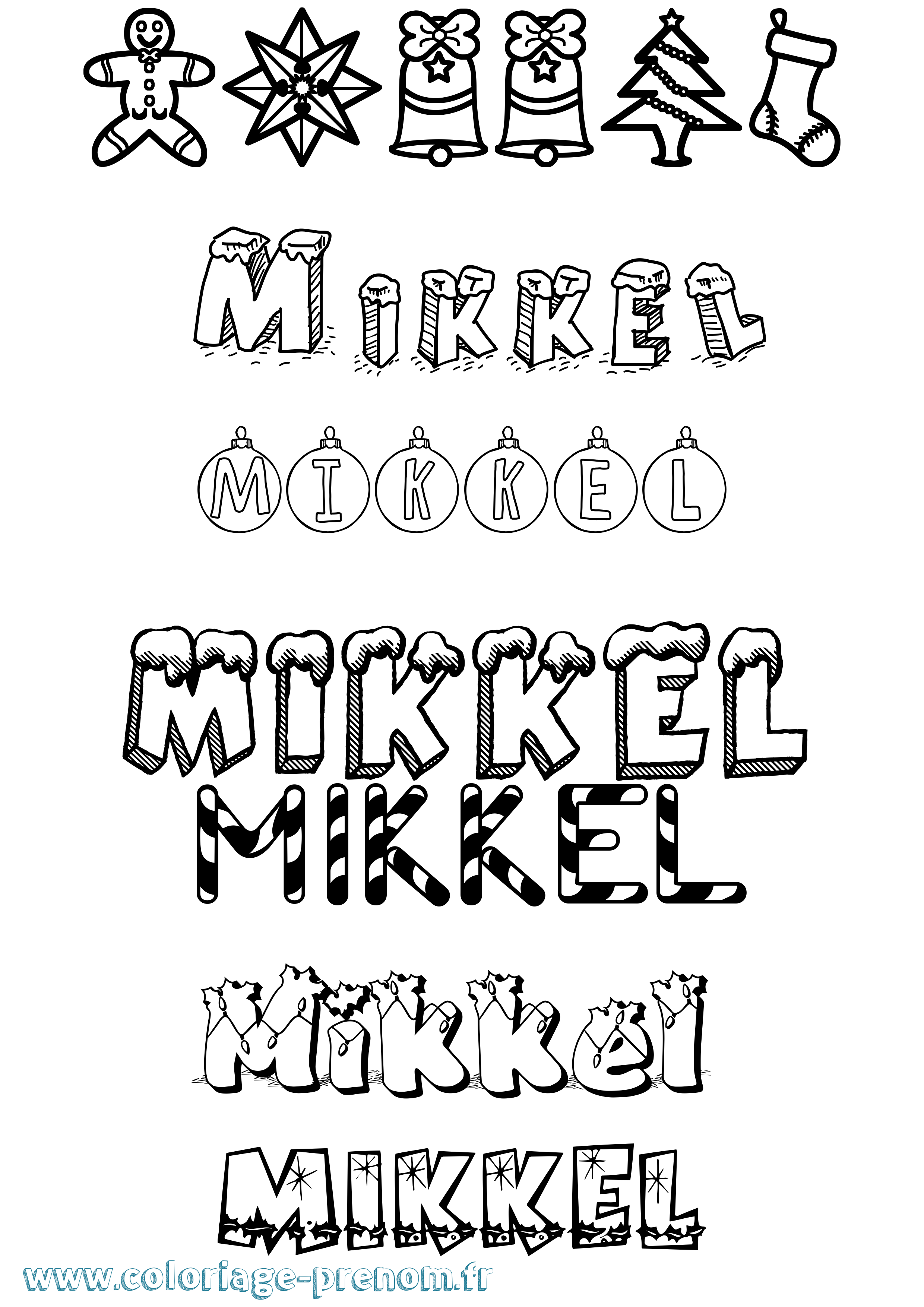 Coloriage Mikkel Noël Coloriage prénom Mikkel Noël