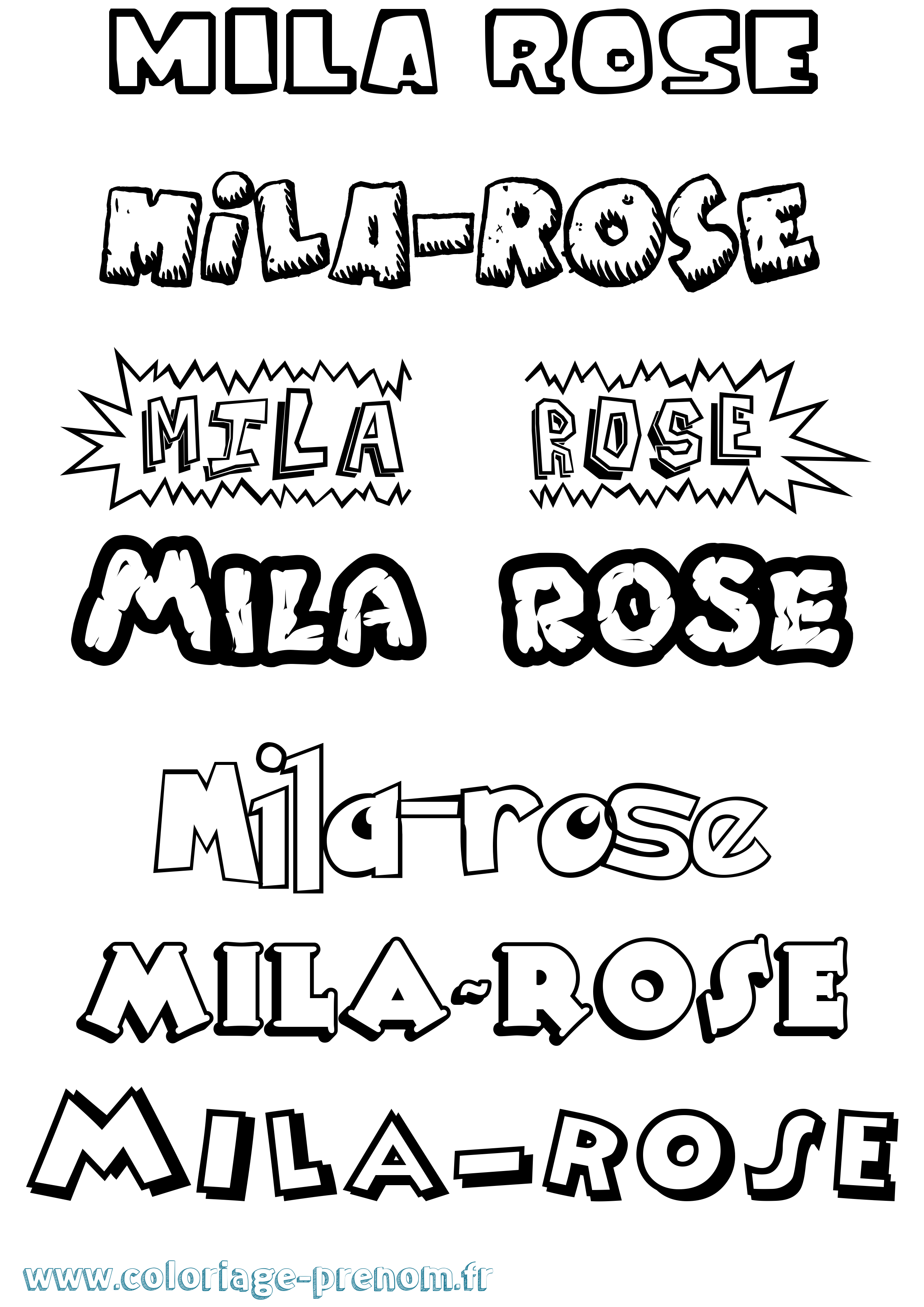 Coloriage Mila-Rose Dessin Animé Coloriage prénom Mila-Rose Dessin Animé