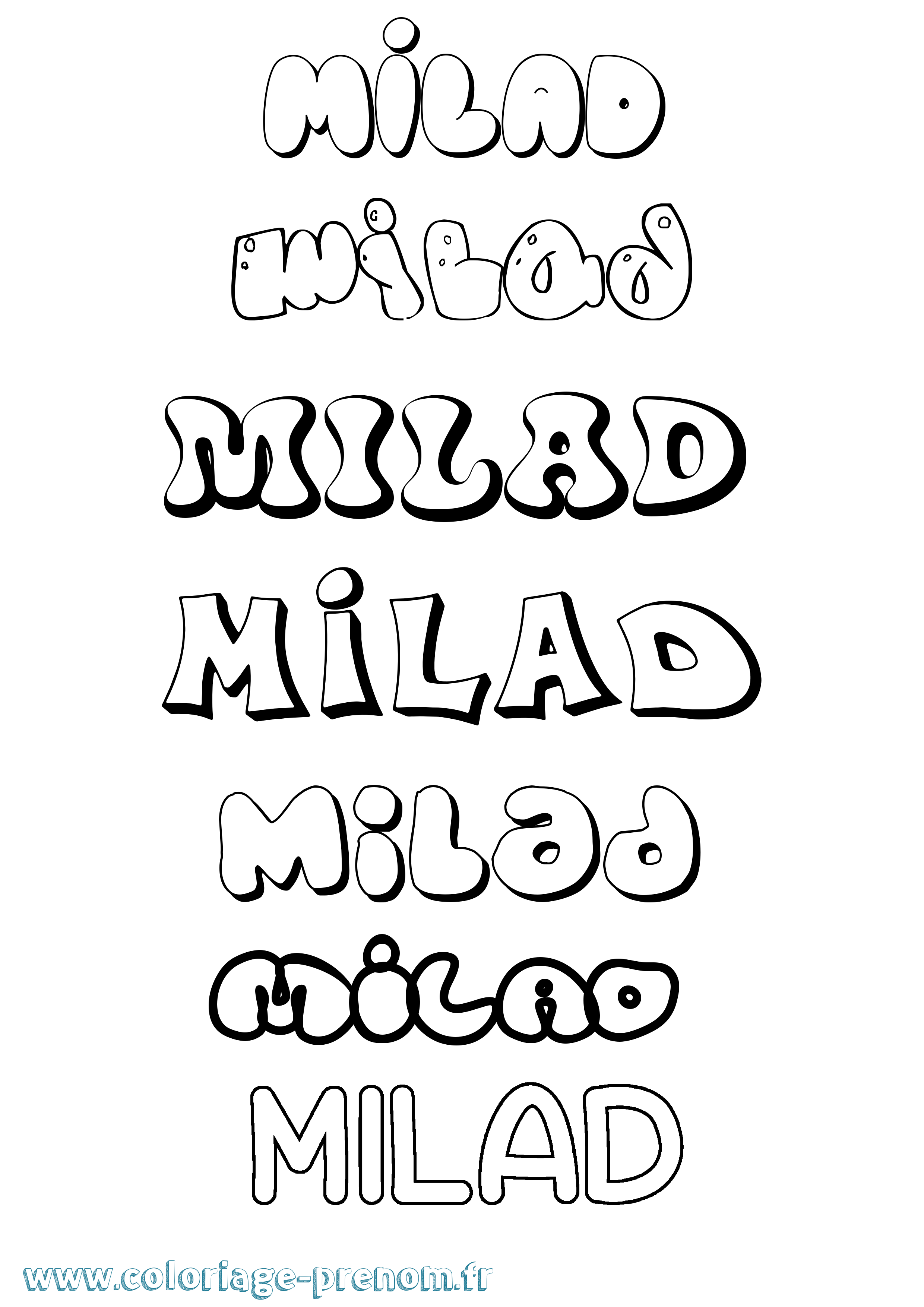 Coloriage Milad Bubble Coloriage prénom Milad Bubble