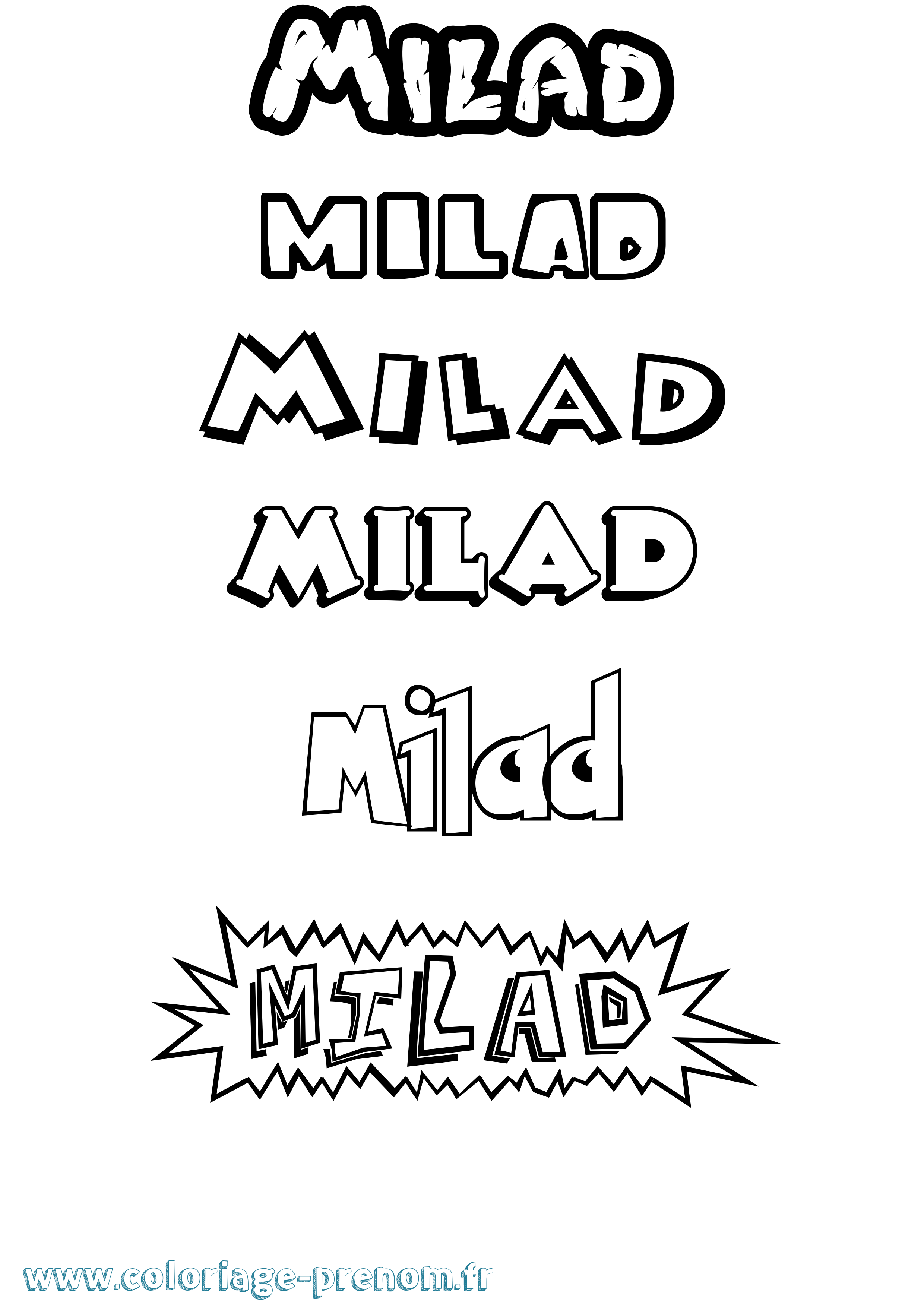 Coloriage Milad Dessin Animé Coloriage prénom Milad Dessin Animé