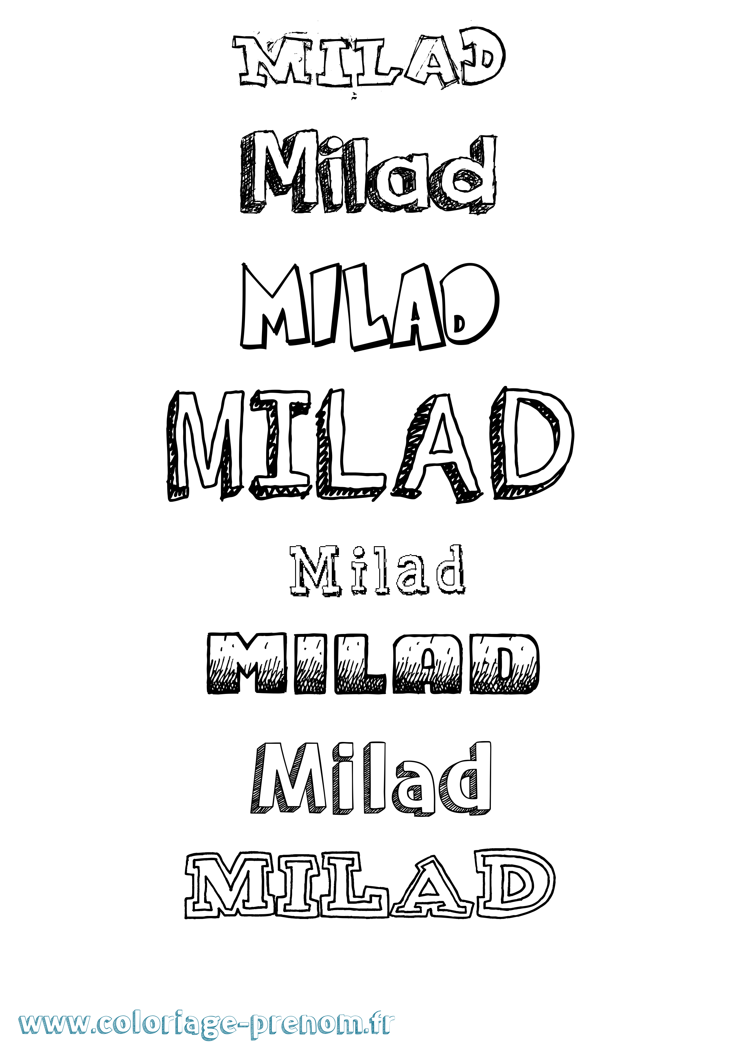 Coloriage Milad Dessiné Coloriage prénom Milad Dessiné