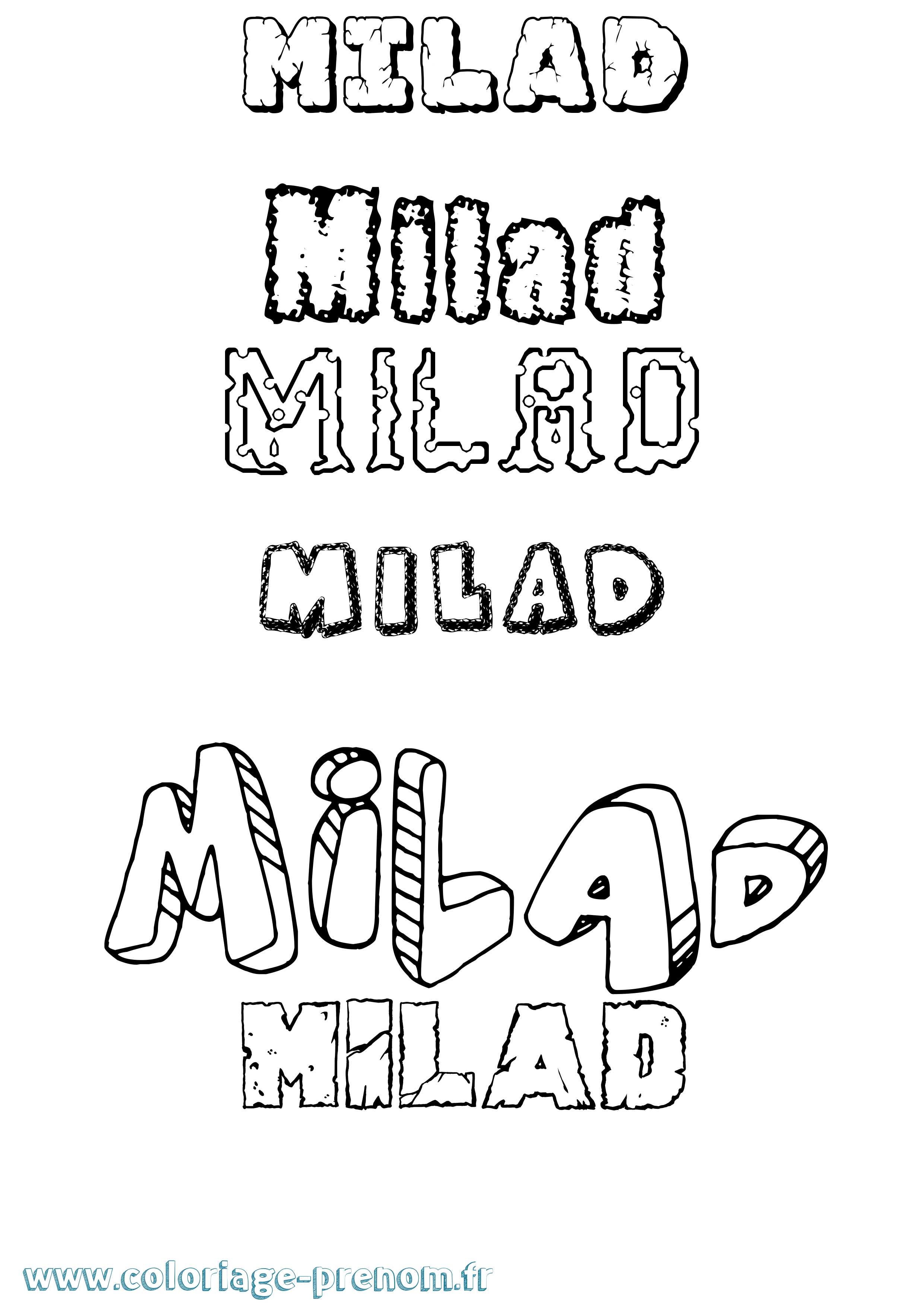 Coloriage Milad Destructuré Coloriage prénom Milad Destructuré