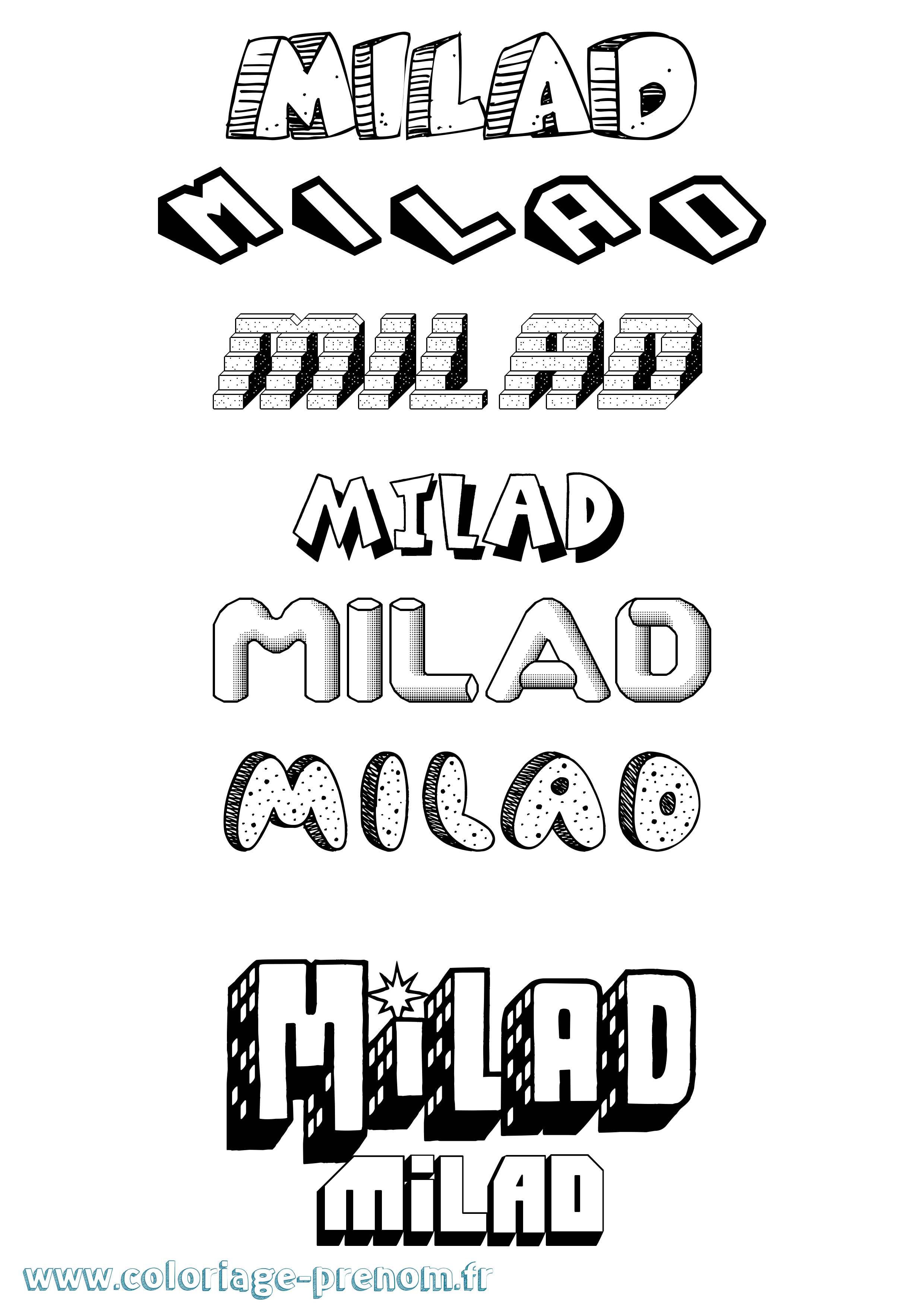 Coloriage Milad Effet 3D Coloriage prénom Milad Effet 3D