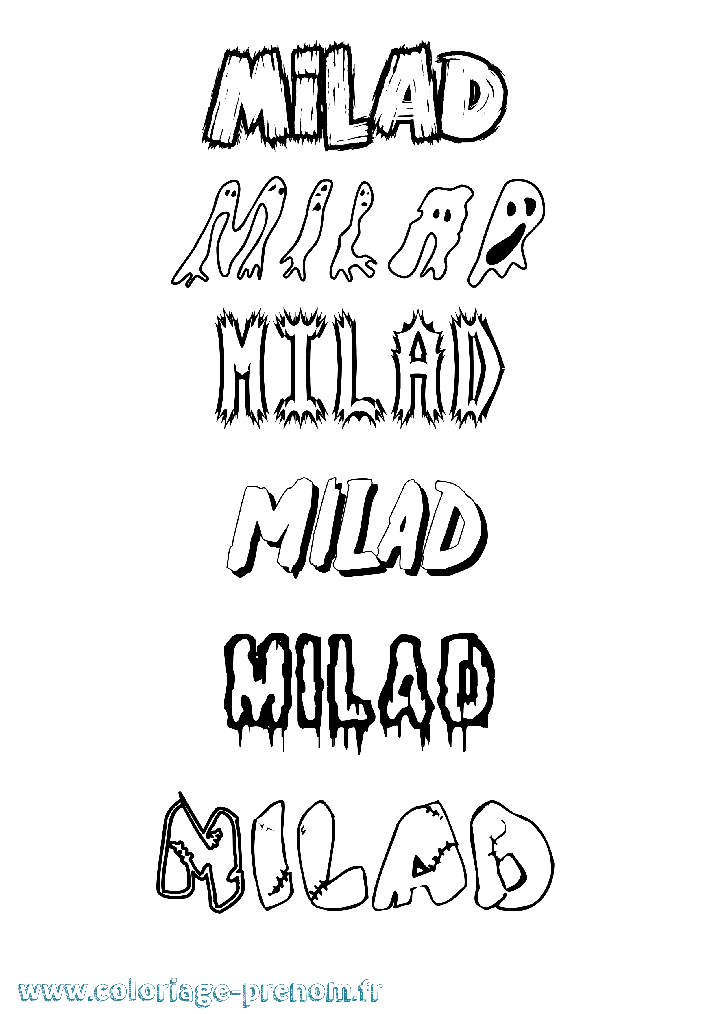 Coloriage Milad Frisson Coloriage prénom Milad Frisson