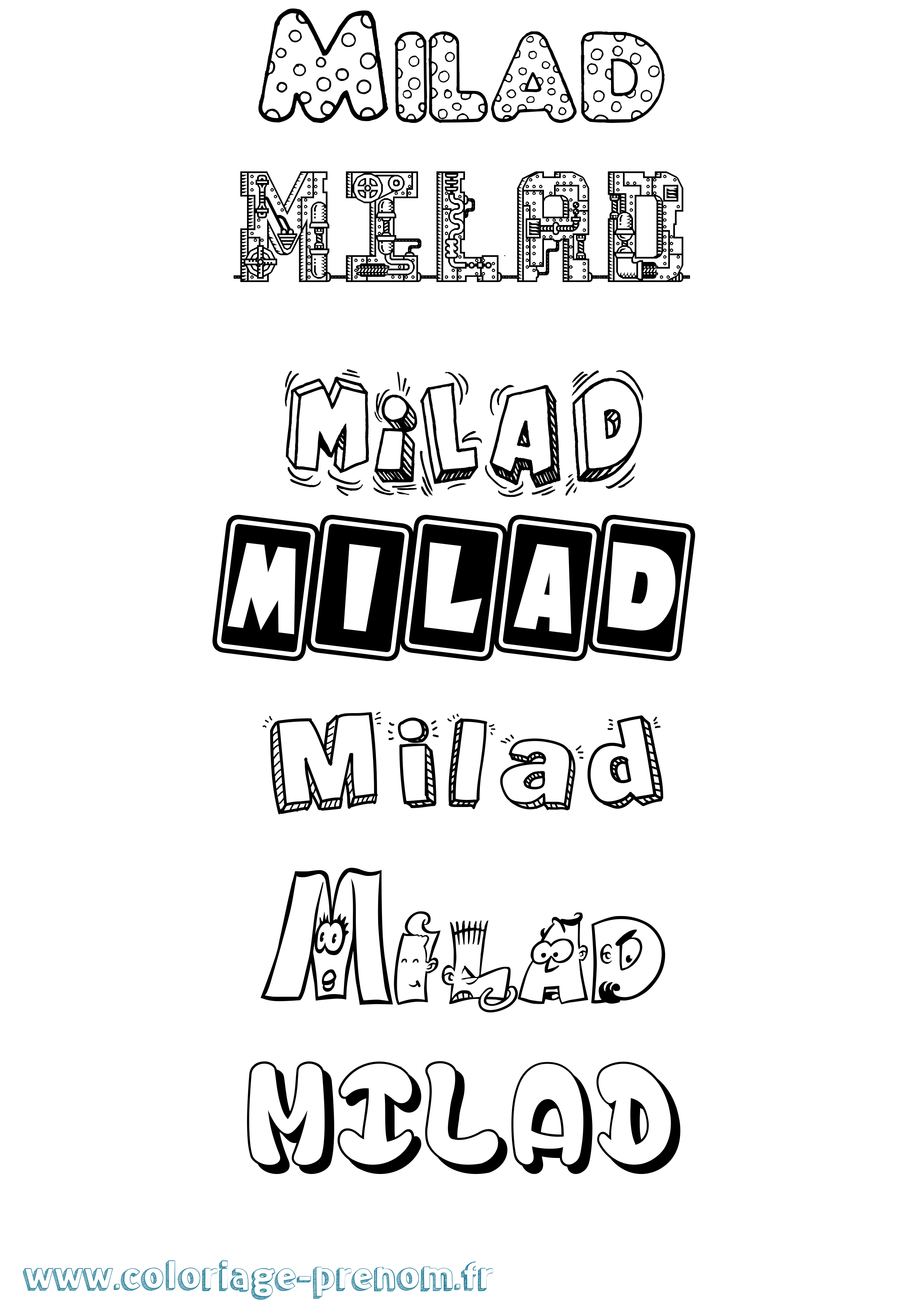 Coloriage Milad Fun Coloriage prénom Milad Fun
