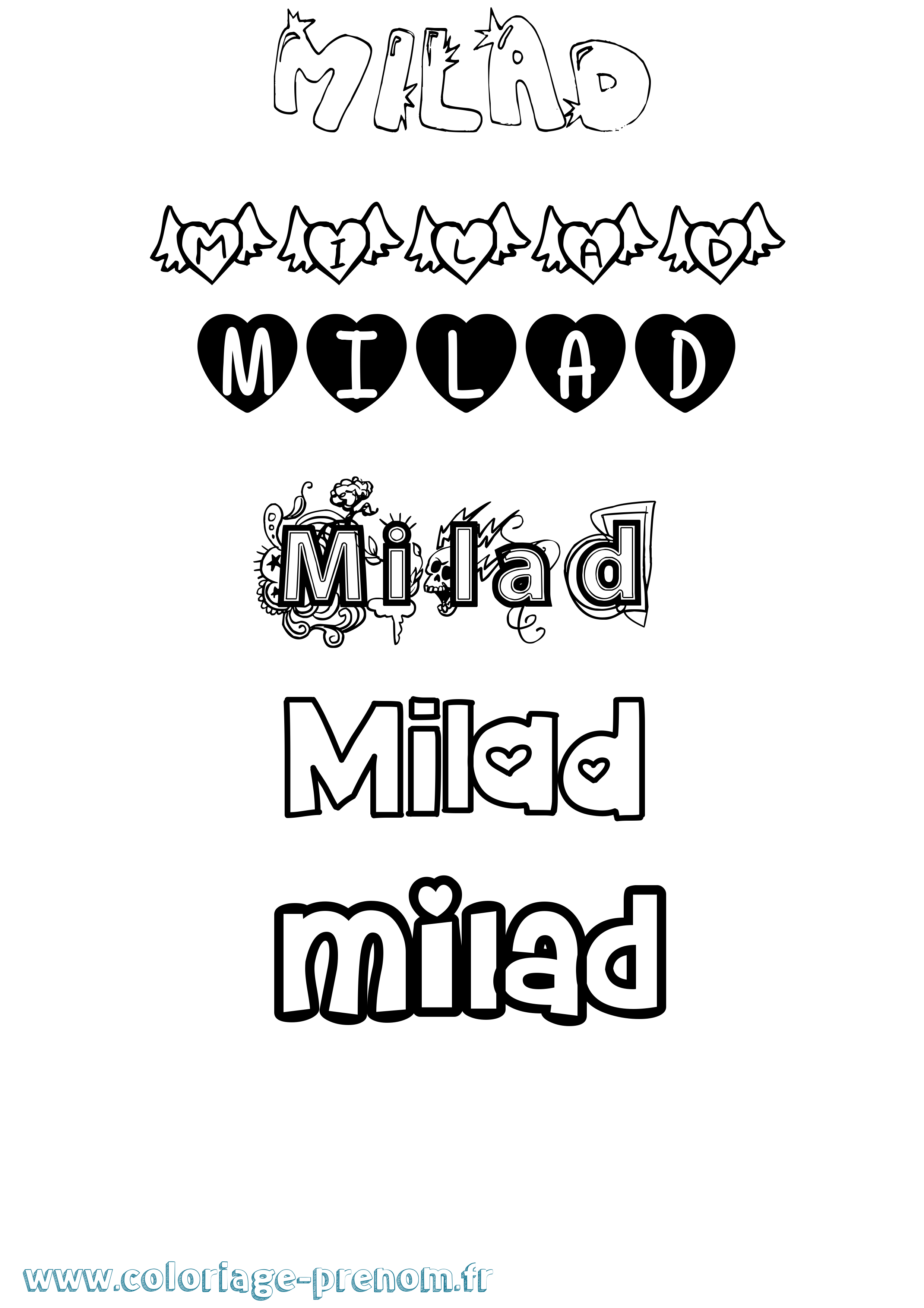 Coloriage Milad Girly Coloriage prénom Milad Girly