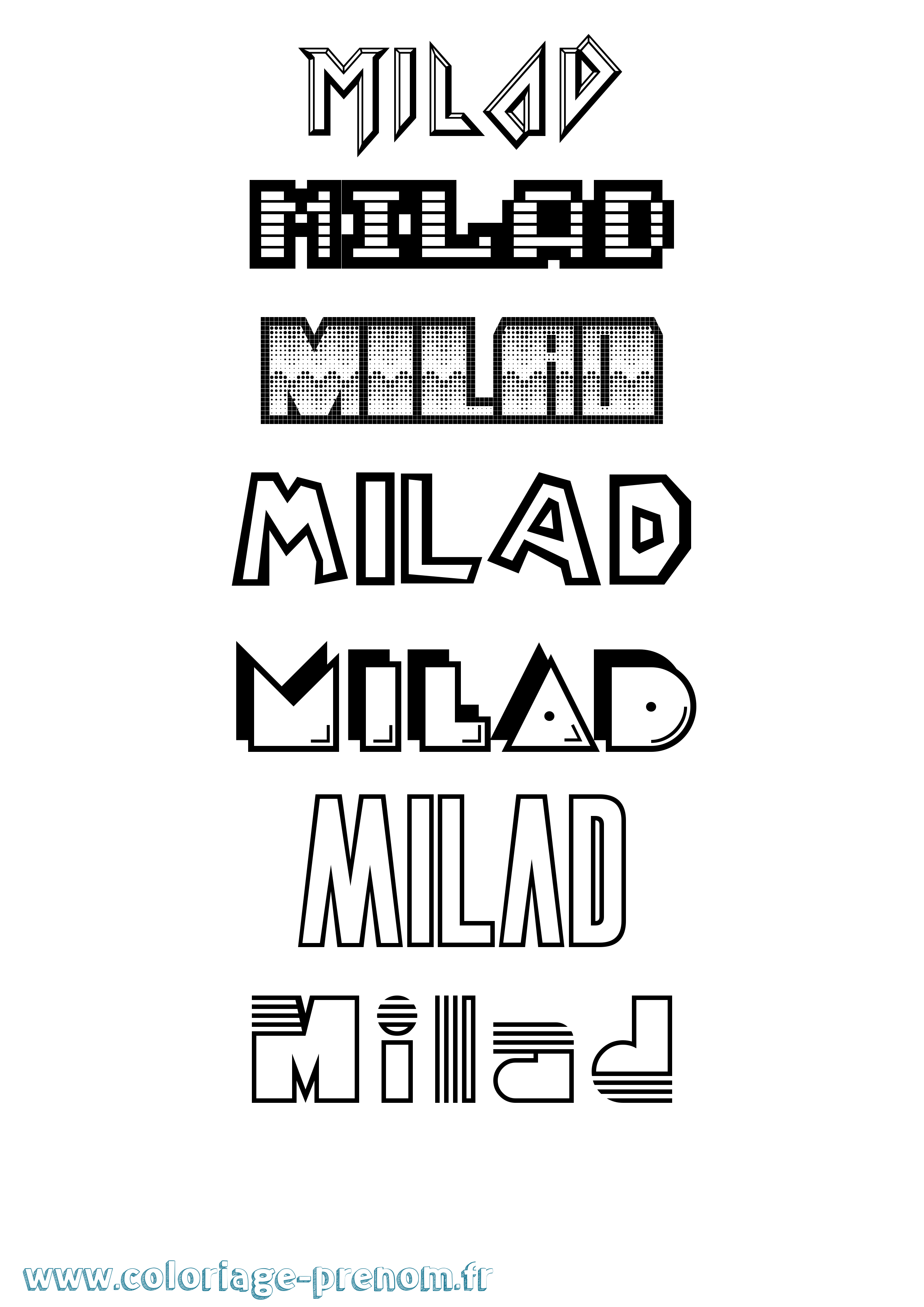Coloriage Milad Jeux Vidéos Coloriage prénom Milad Jeux Vidéos