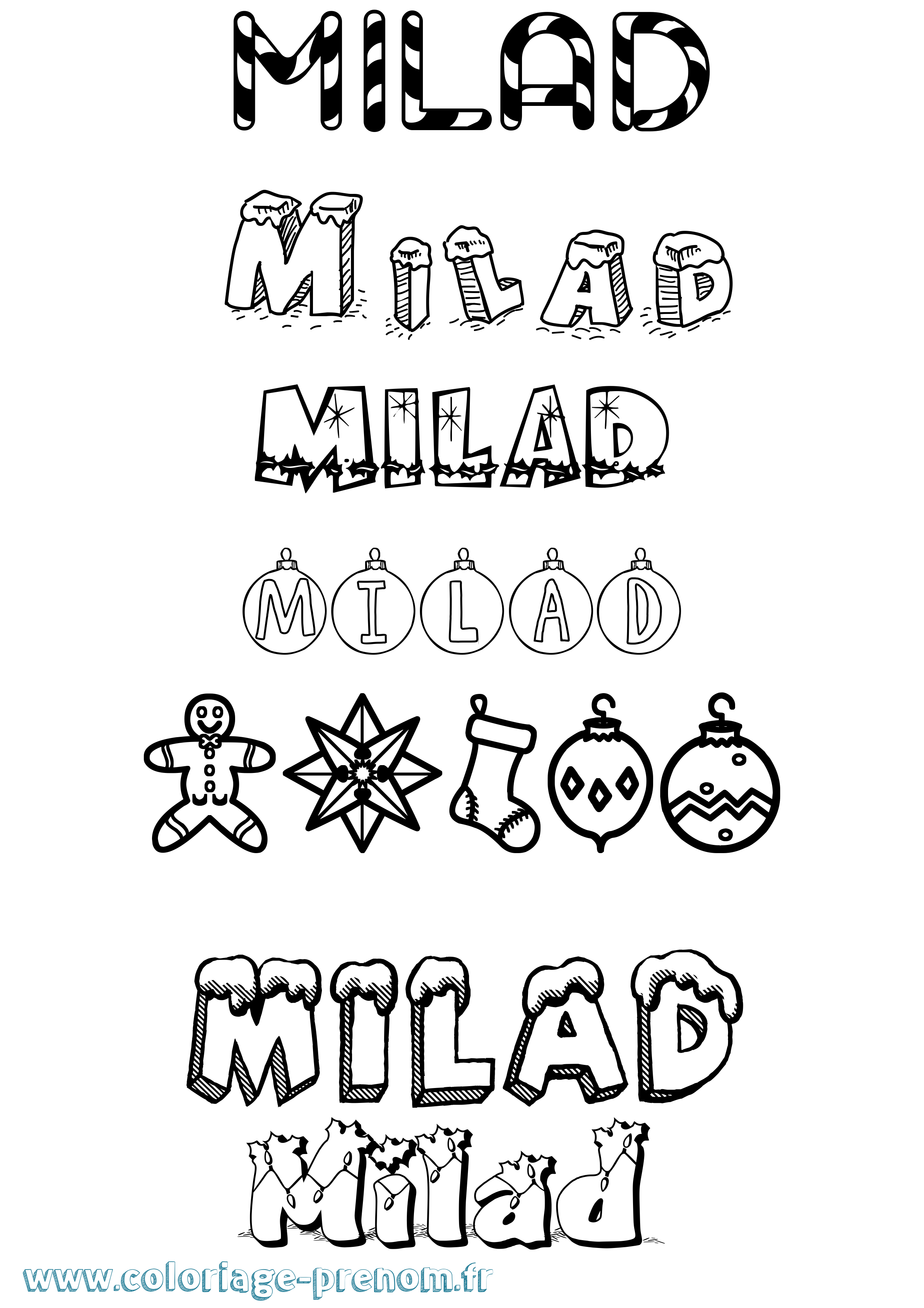 Coloriage Milad Noël Coloriage prénom Milad Noël