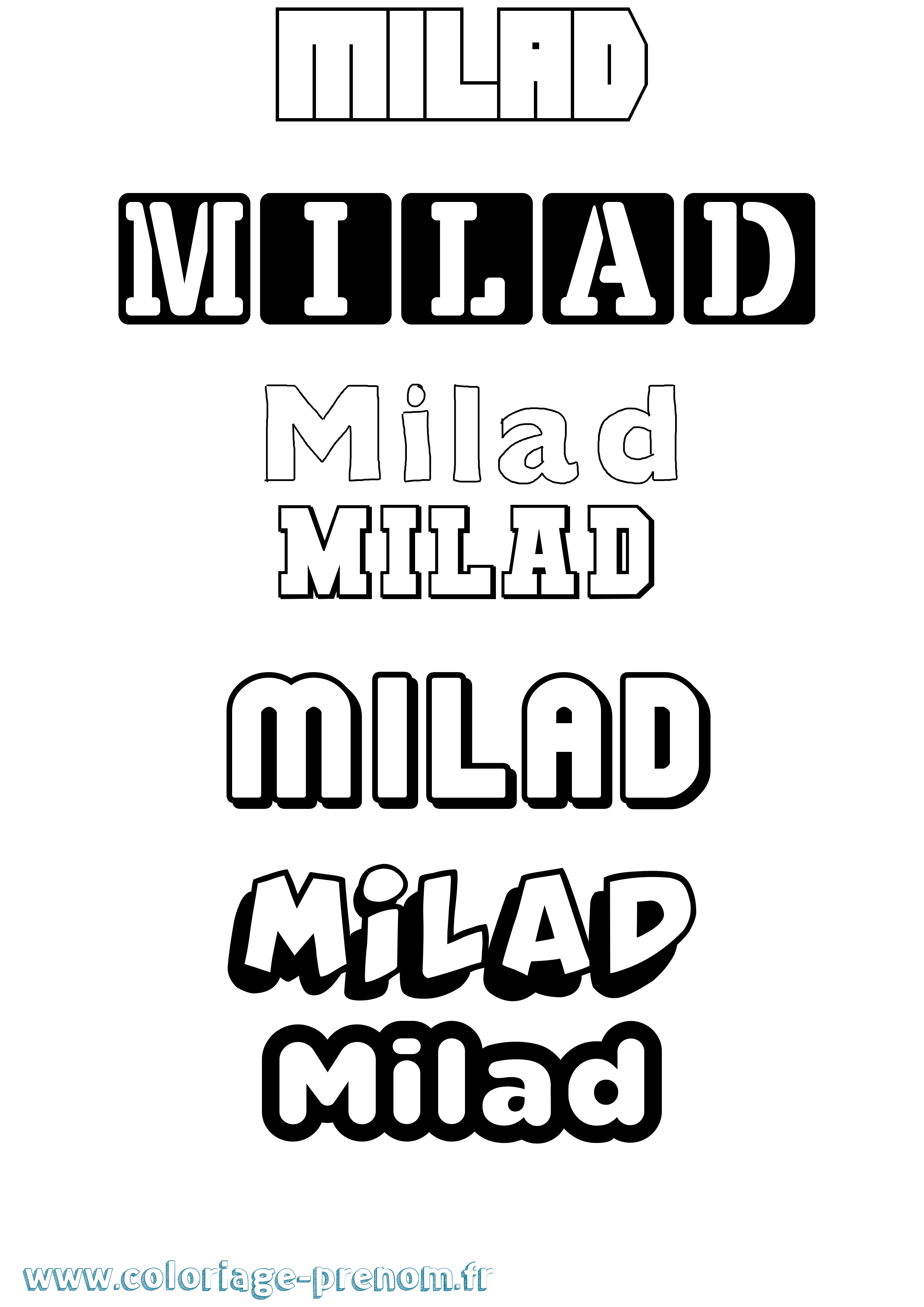 Coloriage Milad Simple Coloriage prénom Milad Simple