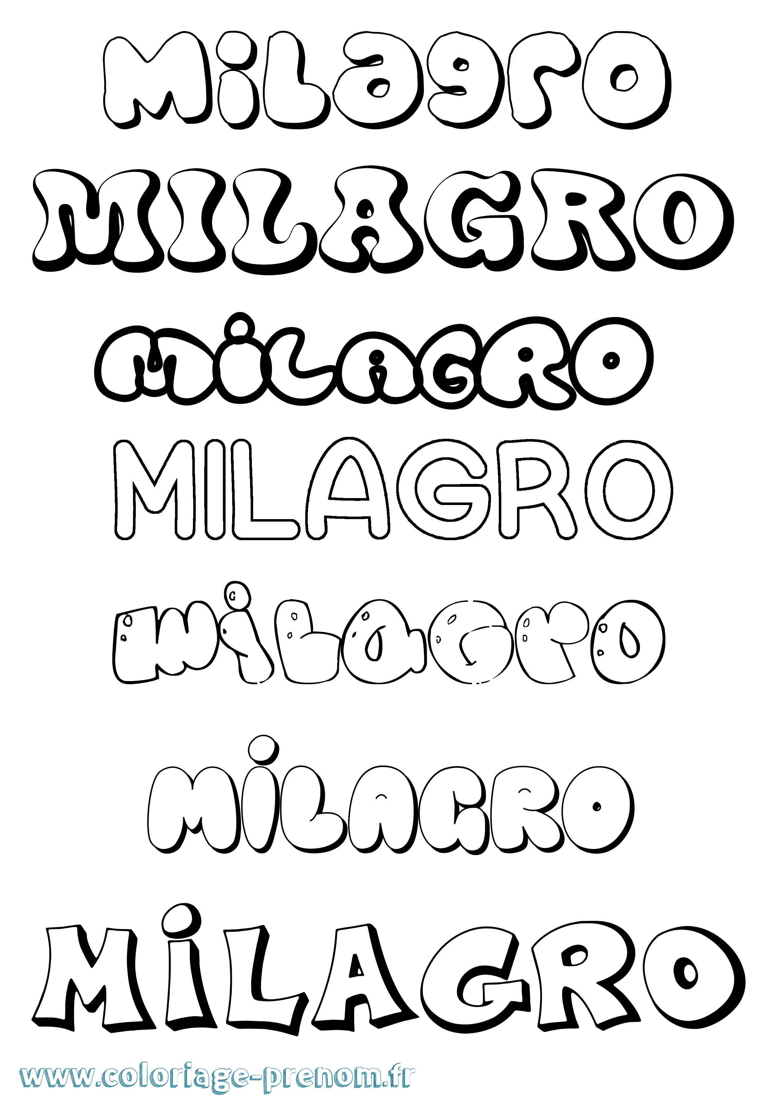 Coloriage Milagro Bubble Coloriage prénom Milagro Bubble