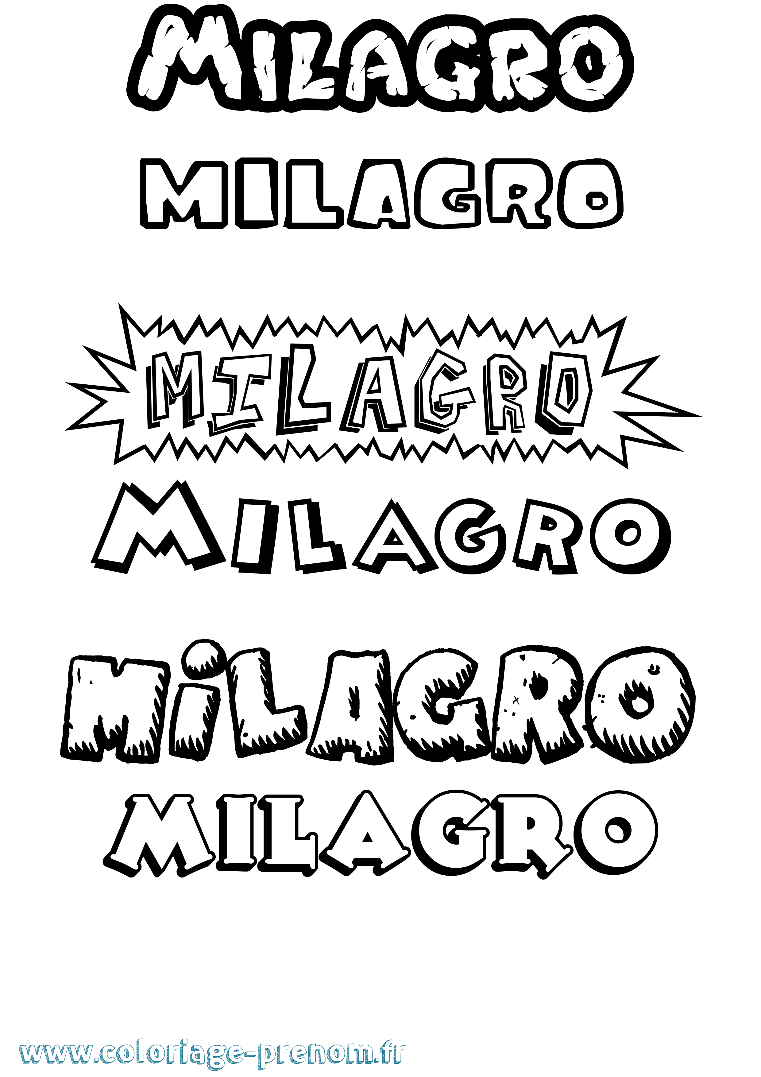 Coloriage Milagro Dessin Animé Coloriage prénom Milagro Dessin Animé
