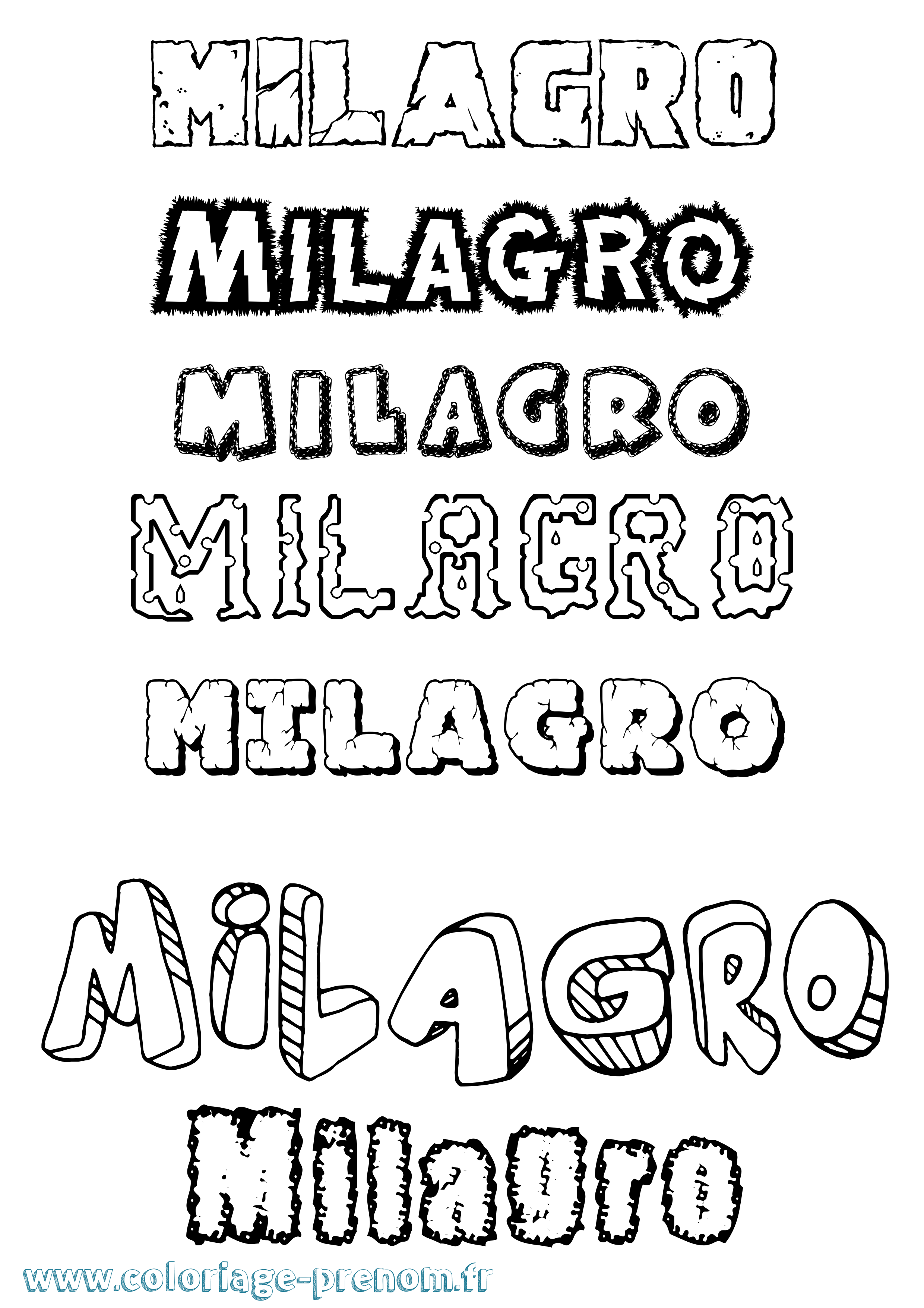 Coloriage Milagro Destructuré Coloriage prénom Milagro Destructuré
