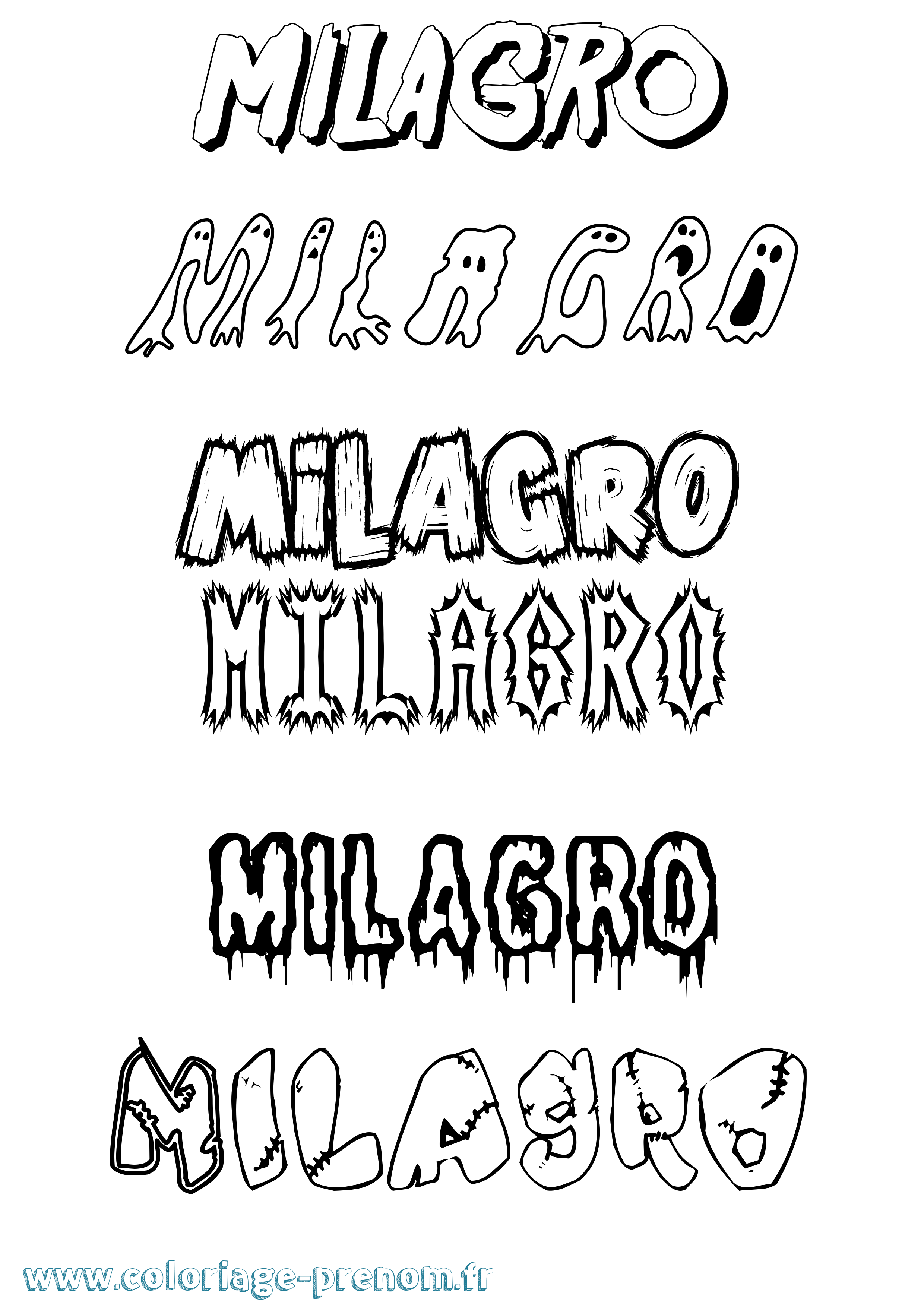Coloriage Milagro Frisson Coloriage prénom Milagro Frisson