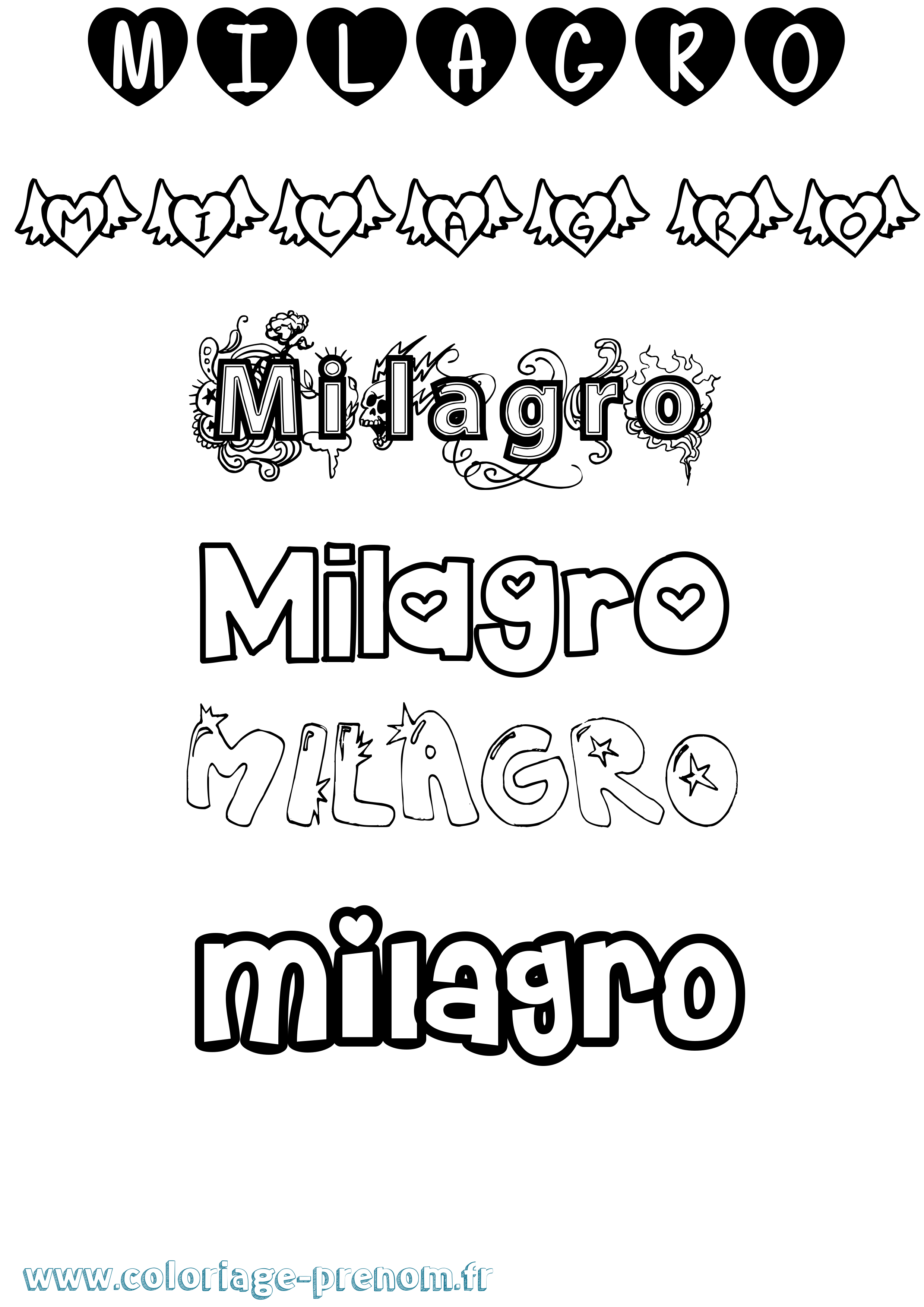 Coloriage Milagro Girly Coloriage prénom Milagro Girly