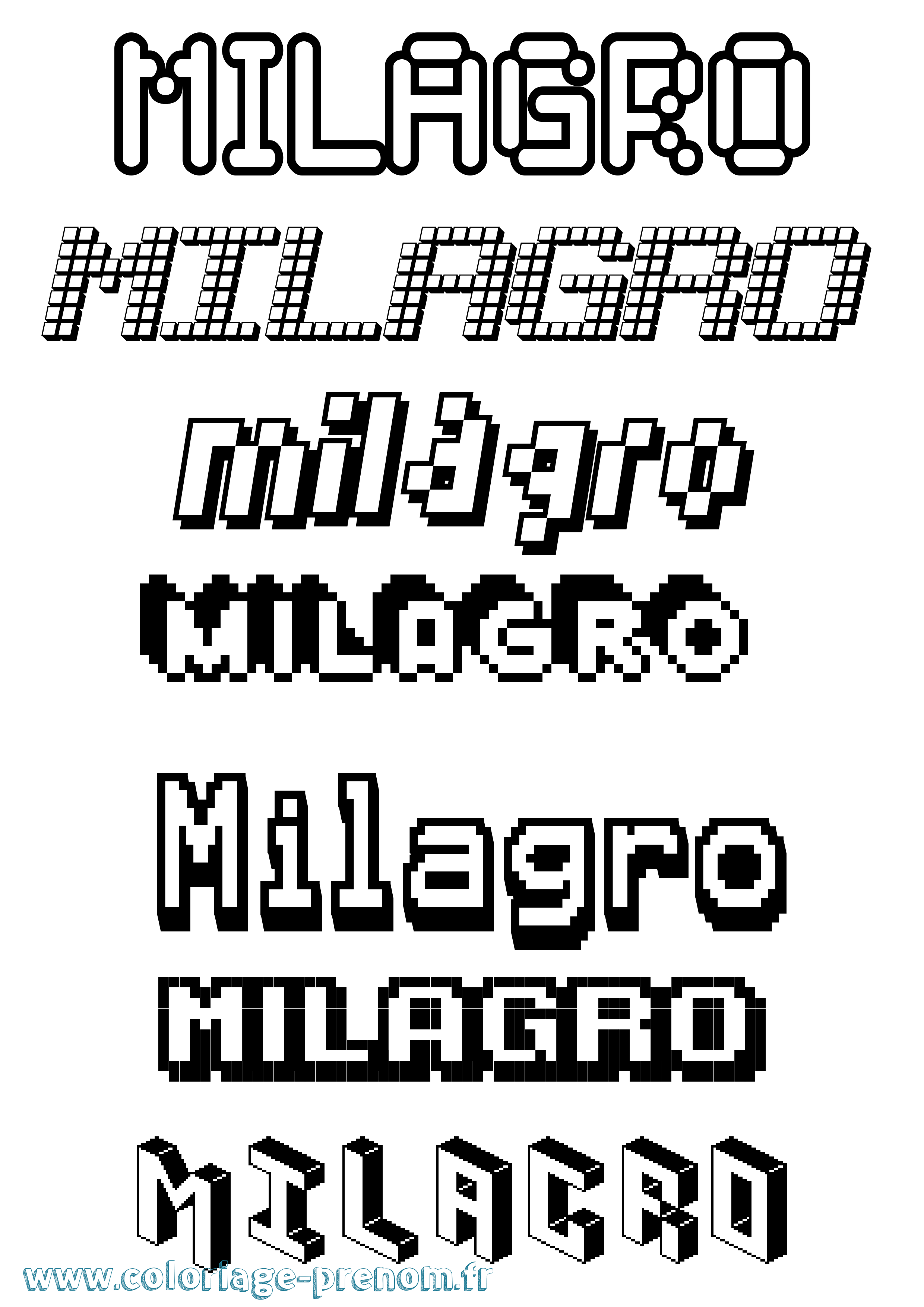 Coloriage Milagro Pixel Coloriage prénom Milagro Pixel