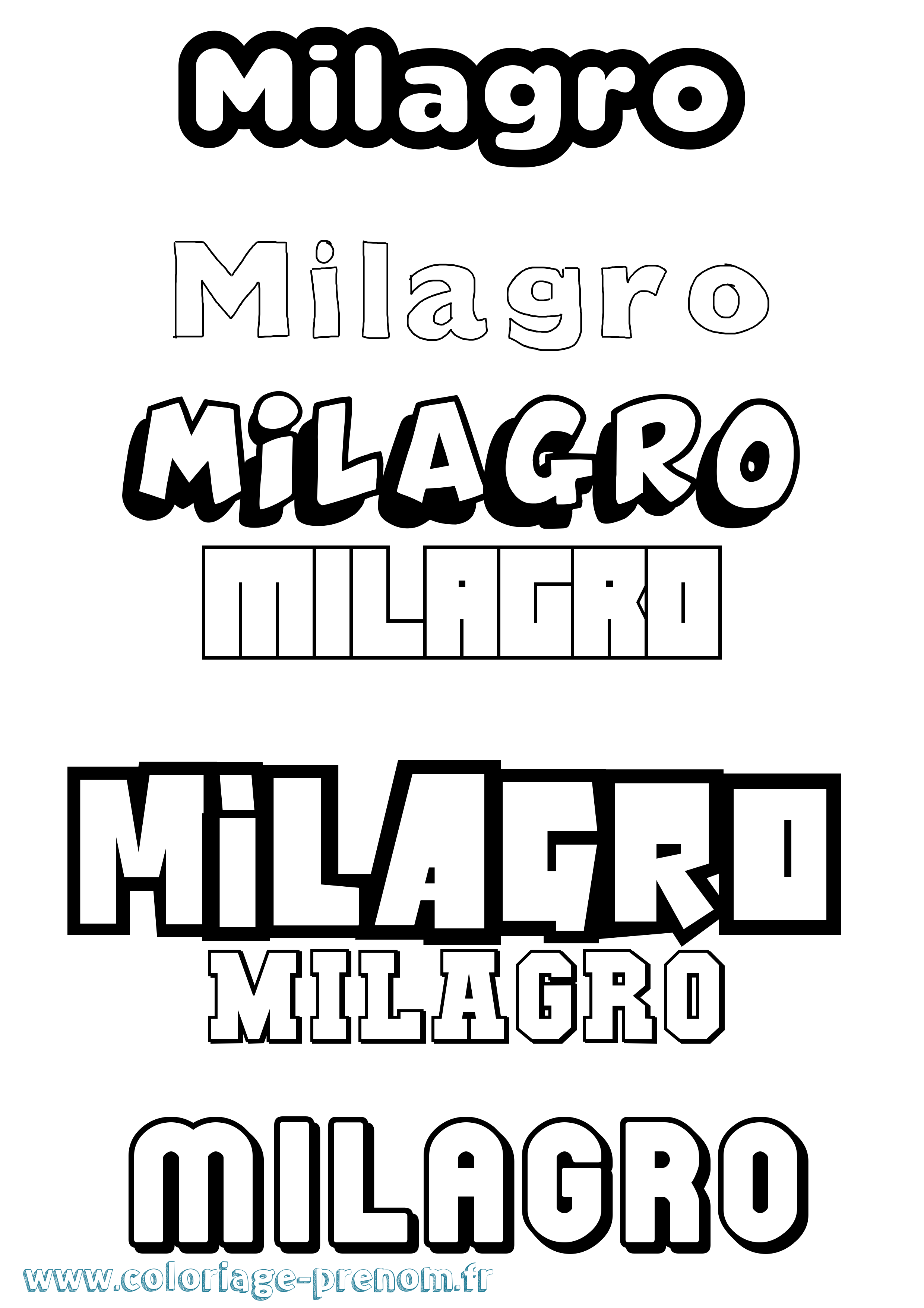 Coloriage Milagro Simple Coloriage prénom Milagro Simple