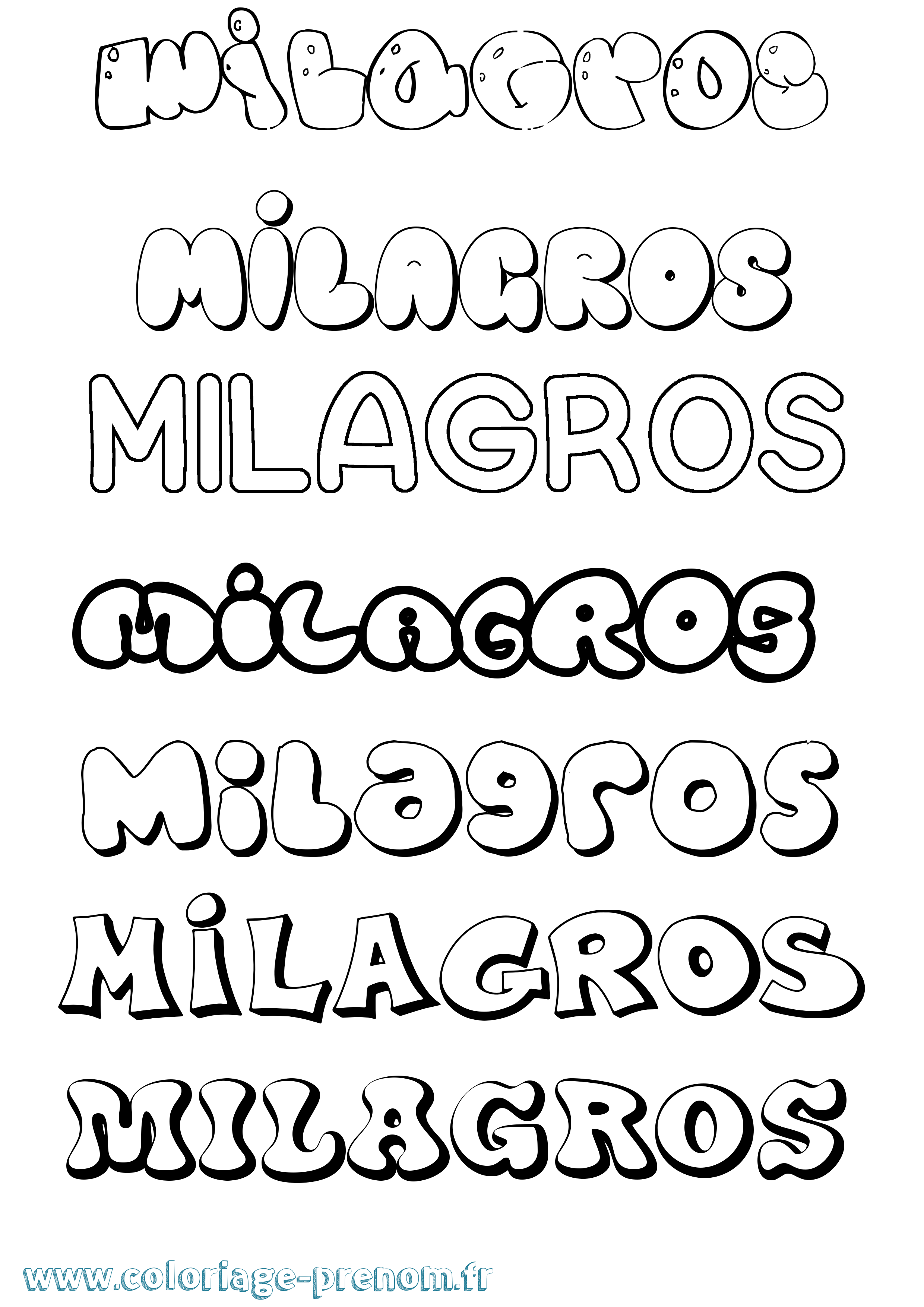 Coloriage Milagros Bubble Coloriage prénom Milagros Bubble