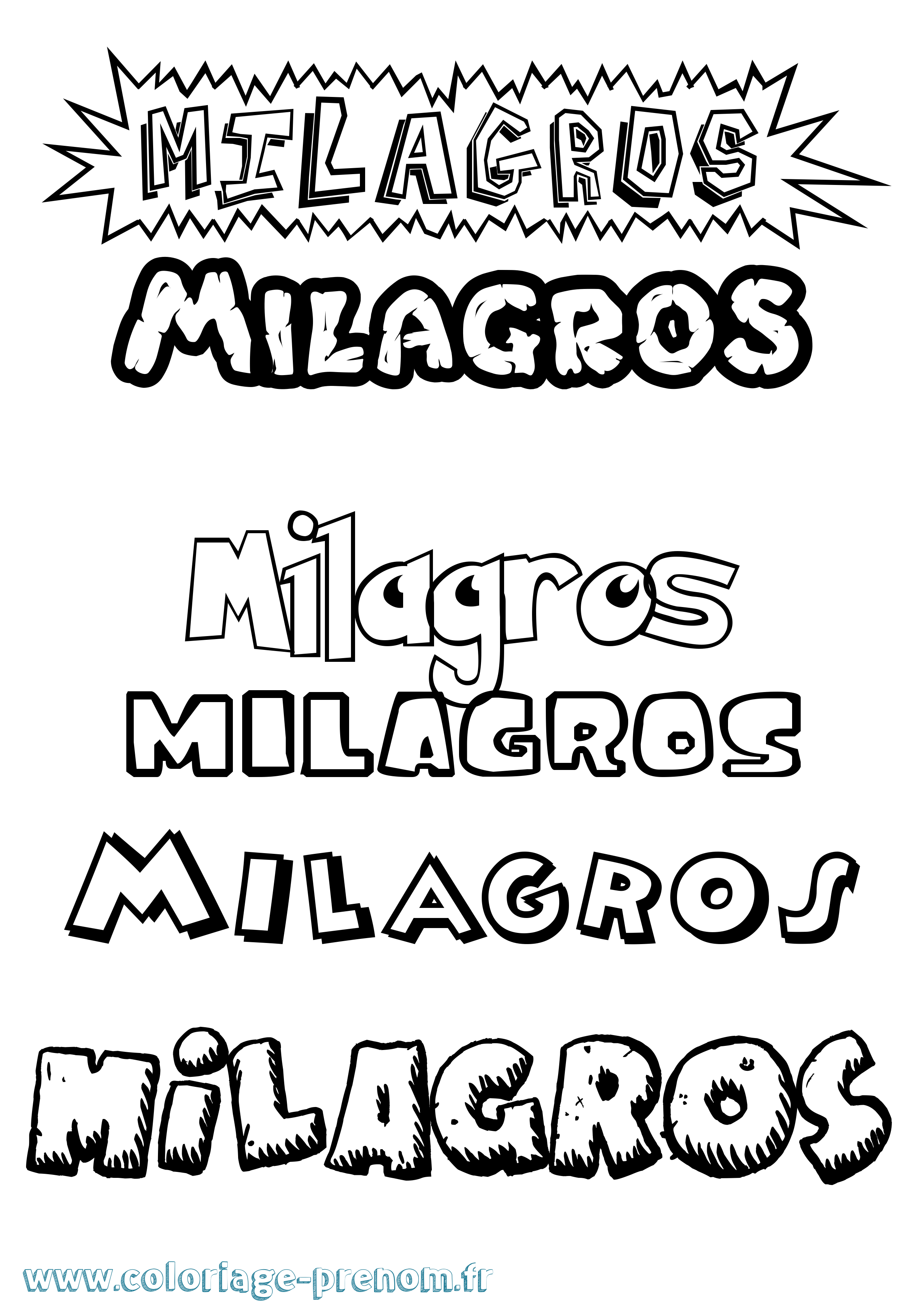 Coloriage Milagros Dessin Animé Coloriage prénom Milagros Dessin Animé