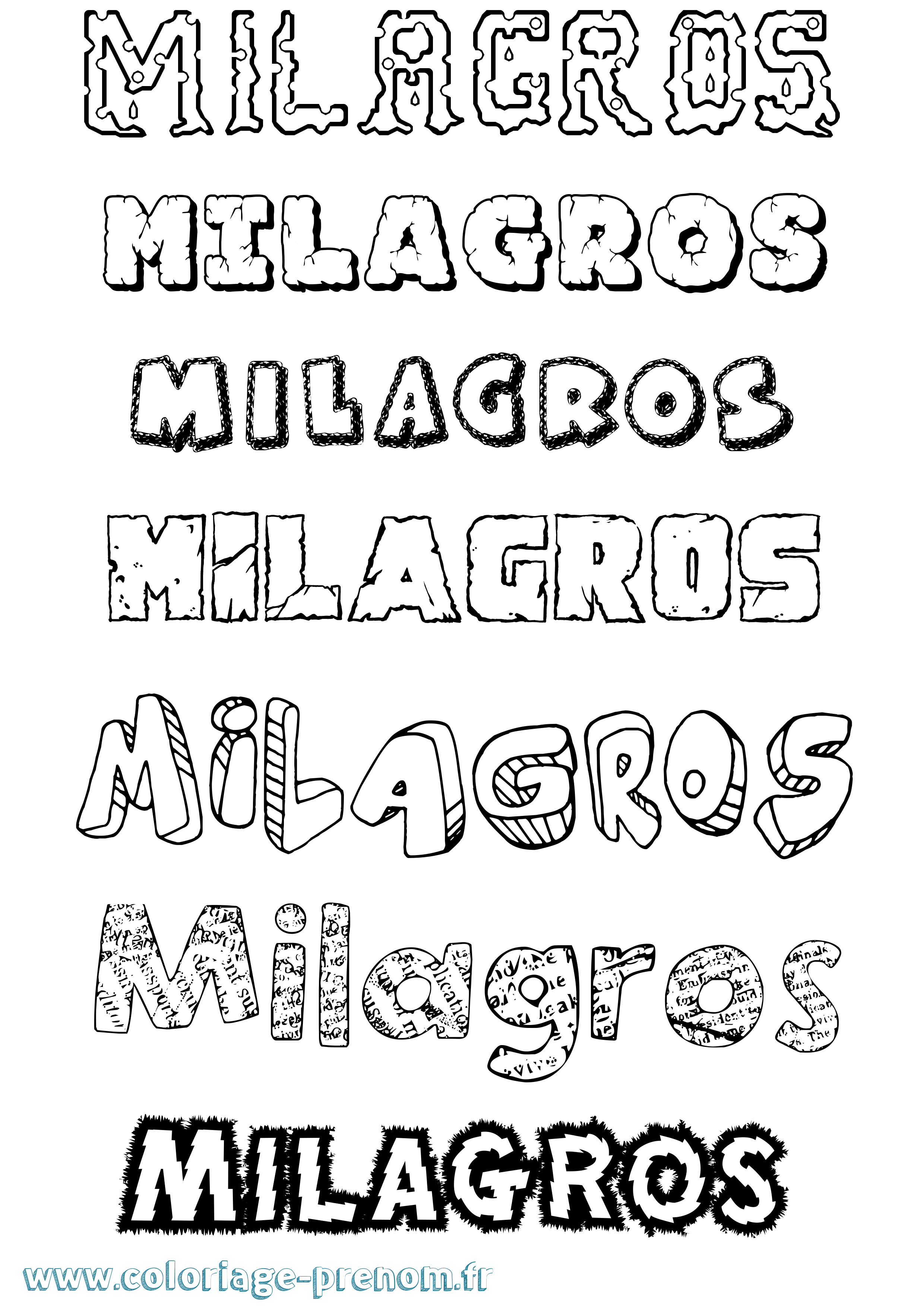 Coloriage Milagros Destructuré Coloriage prénom Milagros Destructuré