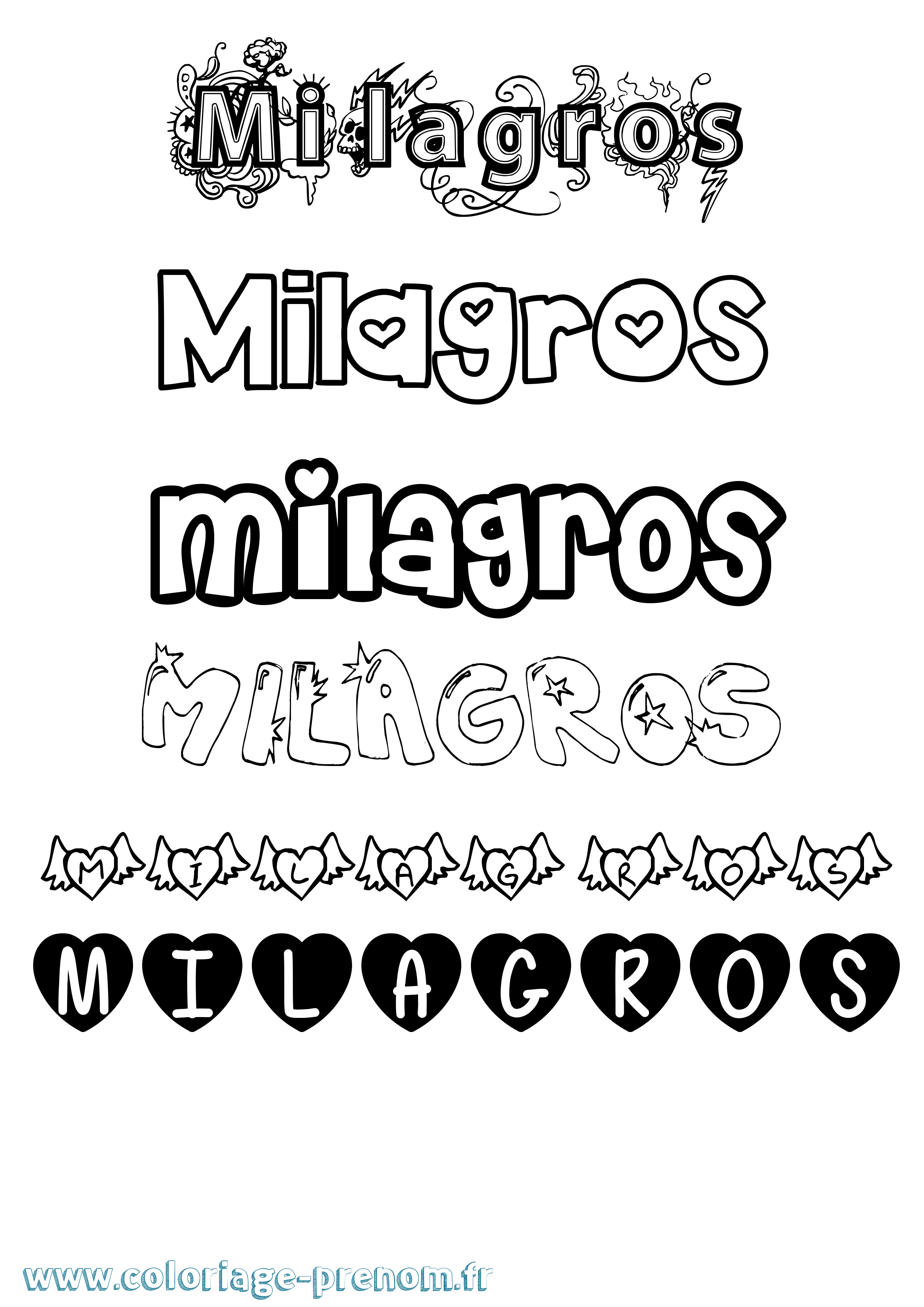 Coloriage Milagros Girly Coloriage prénom Milagros Girly